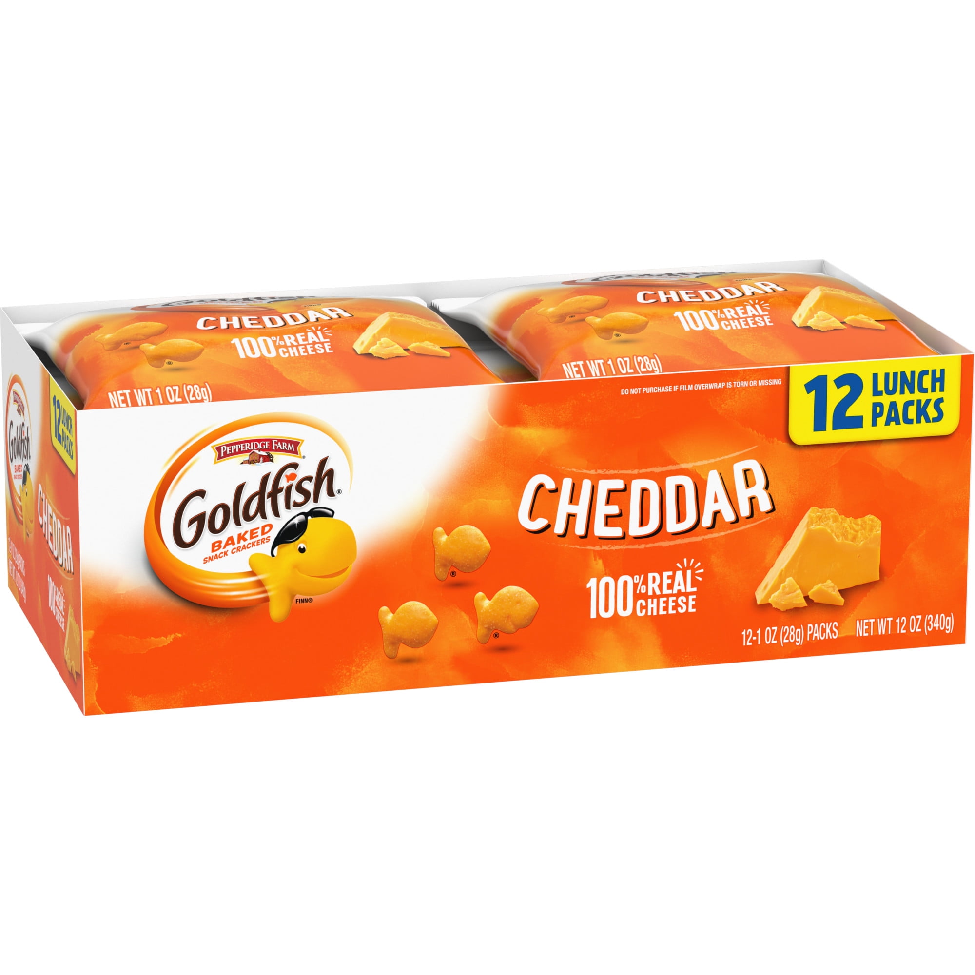 Goldfish Cheddar Cheese Crackers Snack Packs 1 oz 12 CT Multi-Pack Tray