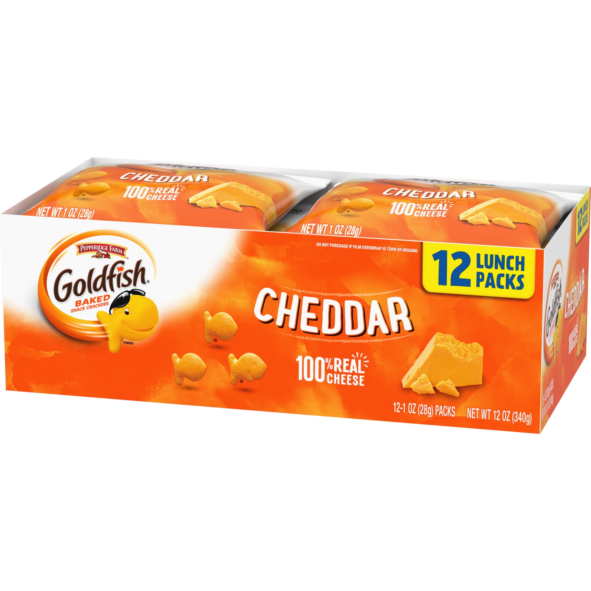 Goldfish Cheddar Cheese Crackers Snack Packs 1 oz 12 CT Multi-Pack Tray