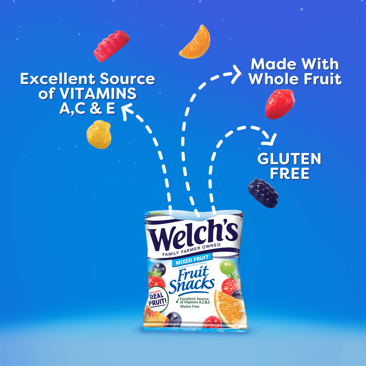 WELCHS MADE WITH REAL FRUIT SNACKS MIXED FRUIT 40 COUNT 0.8 OZ FOR AMERIKASEPETIM