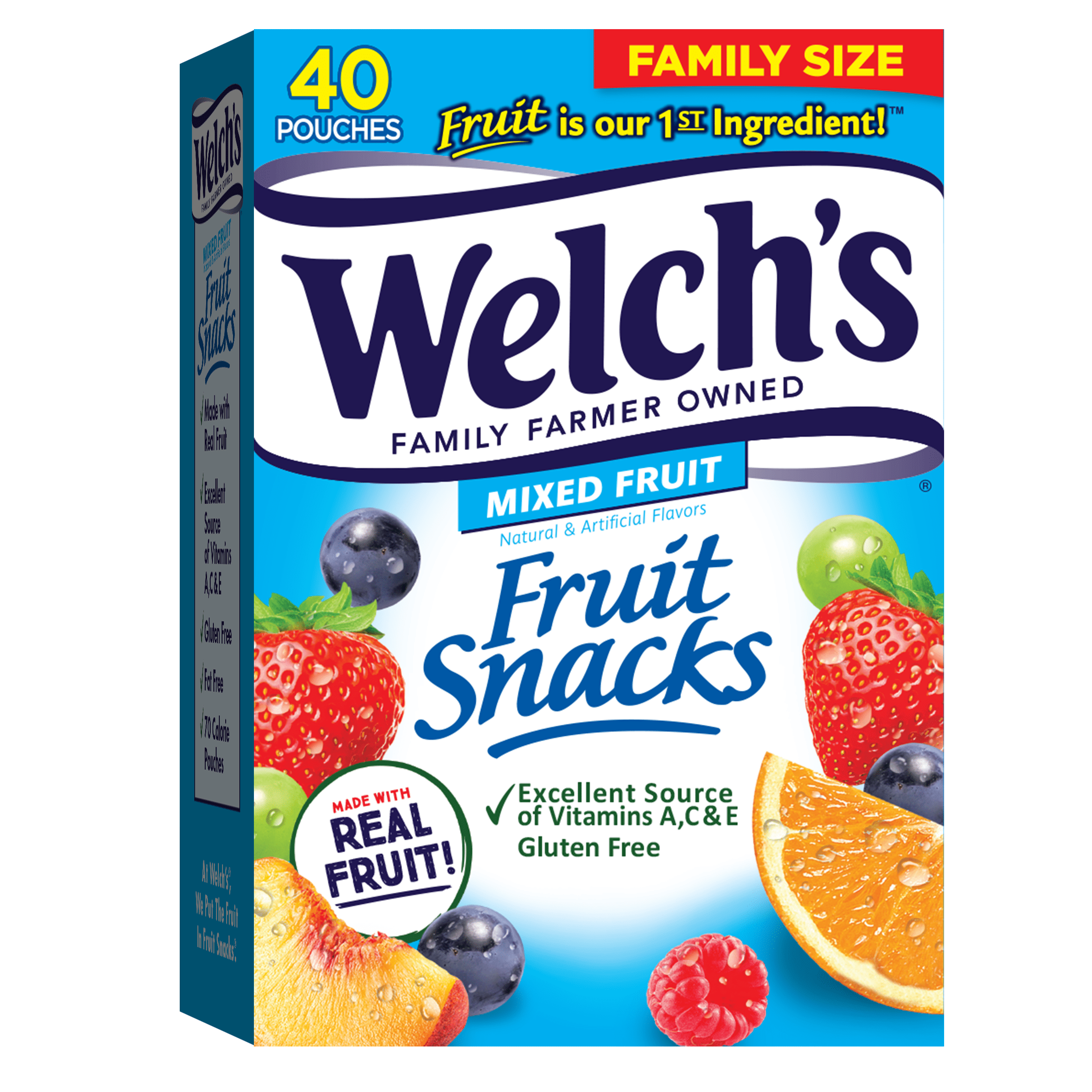 WELCHS MADE WITH REAL FRUIT SNACKS MIXED FRUIT 40 COUNT 0.8 OZ FOR AMERIKASEPETIM