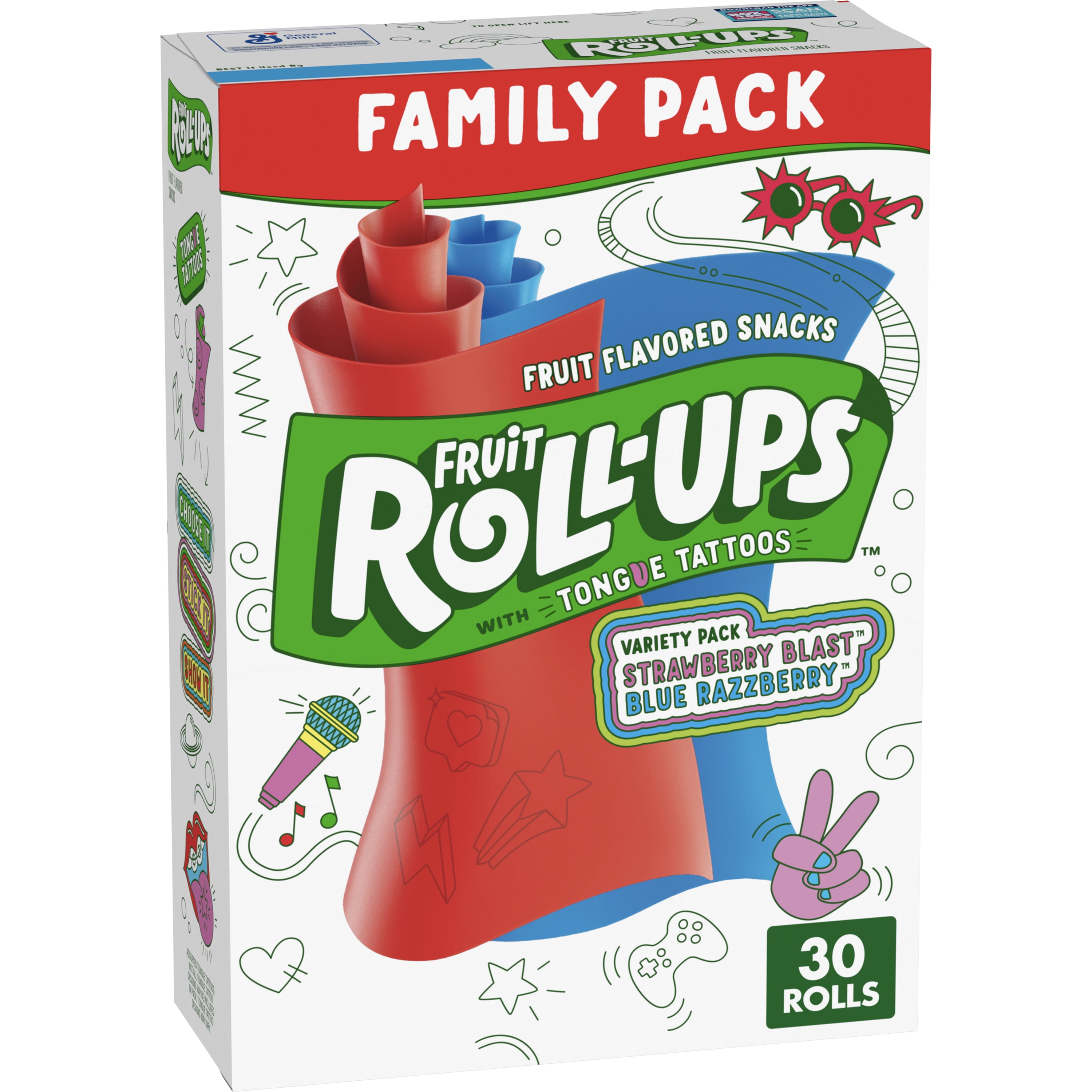 FRUIT ROLL UPS VARIETY PACK FRUIT FLAVORED SNACKS 15 OZ 30 CT AMERICAN BASKET