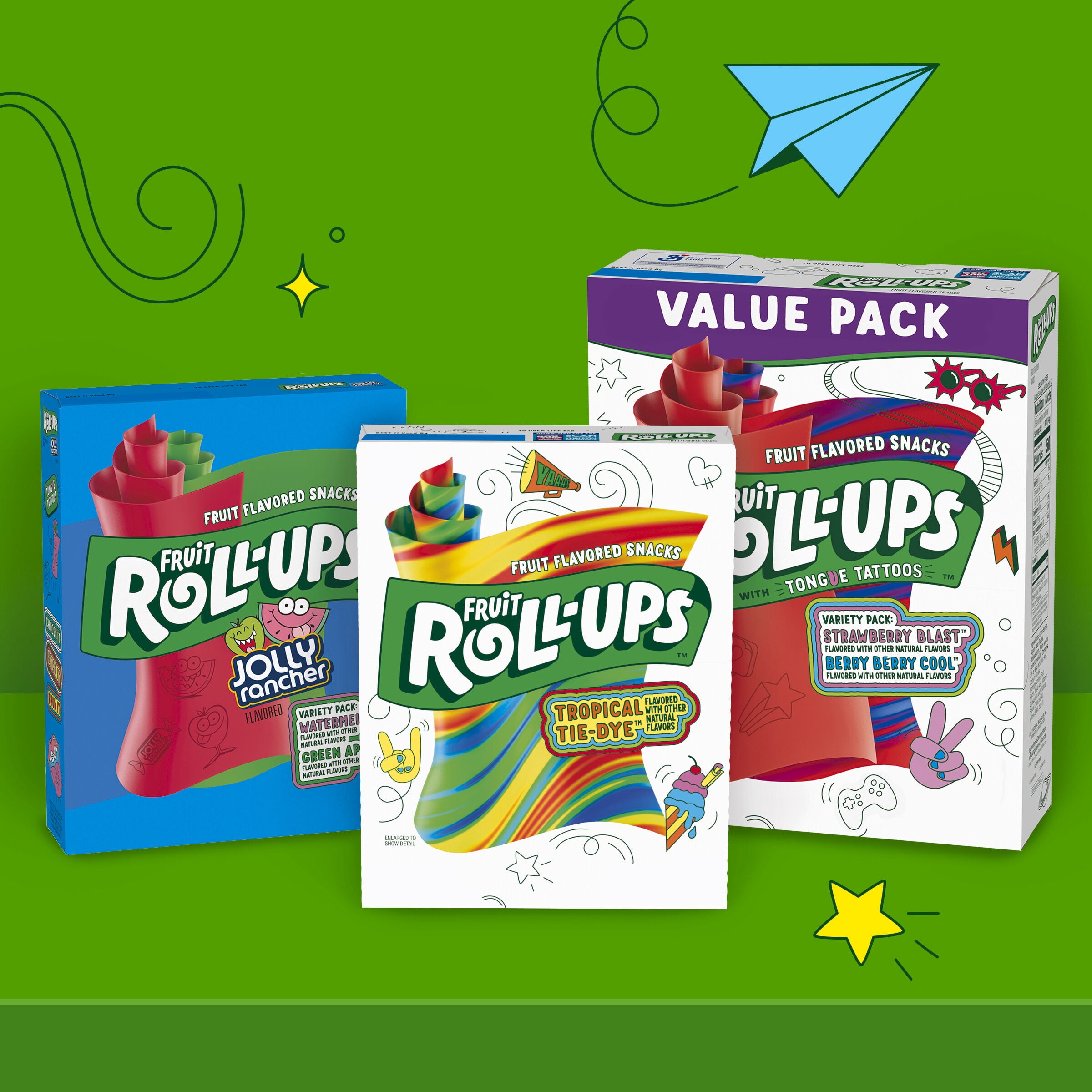 FRUIT ROLL UPS VARIETY PACK FRUIT FLAVORED SNACKS 15 OZ 30 CT AMERICAN BASKET