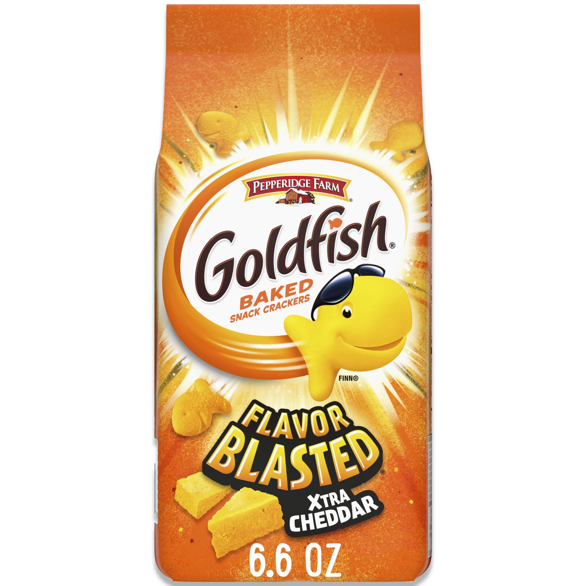 Goldfish Flavor Blasted Xtra Cheddar Cheese Crackers Baked Snack Crackers 6.6 oz Bag