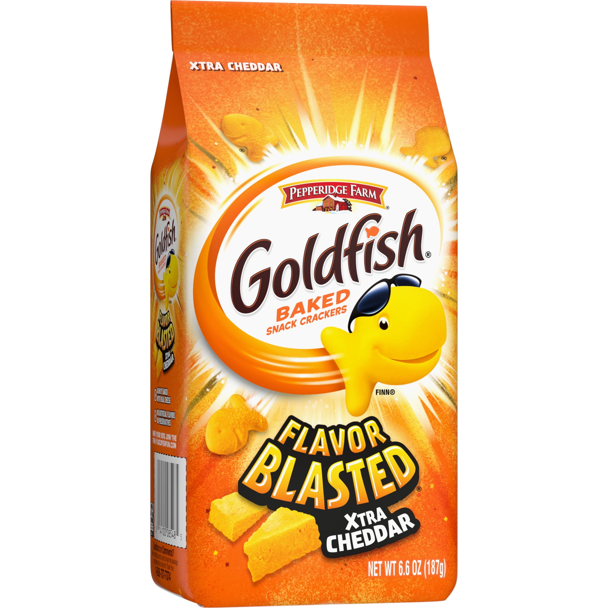 Goldfish Flavor Blasted Xtra Cheddar Cheese Crackers Baked Snack Crackers 6.6 oz Bag