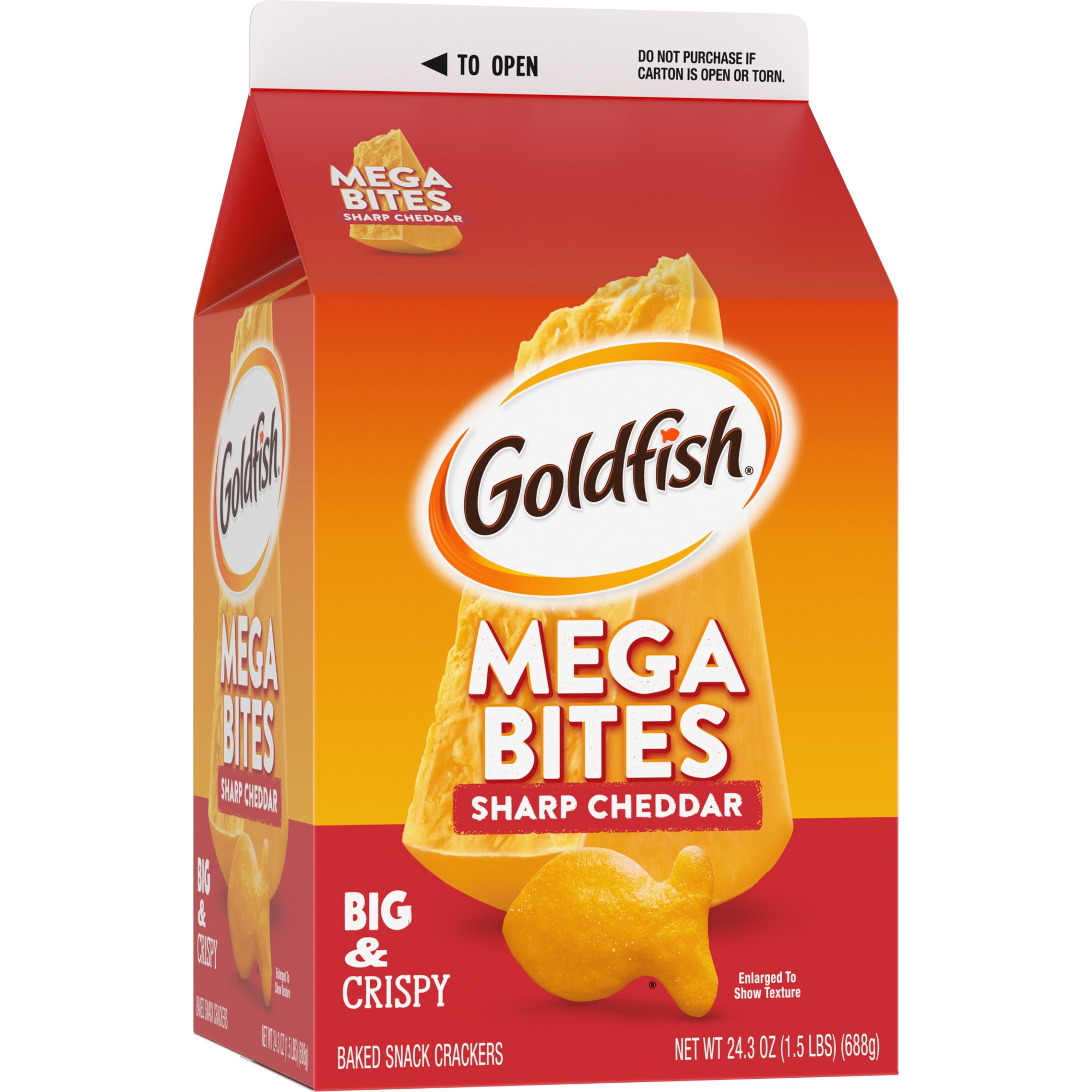 Goldfish Mega Bites Sharp Cheddar Crackers 24.3 oz Carton for Online Purchase