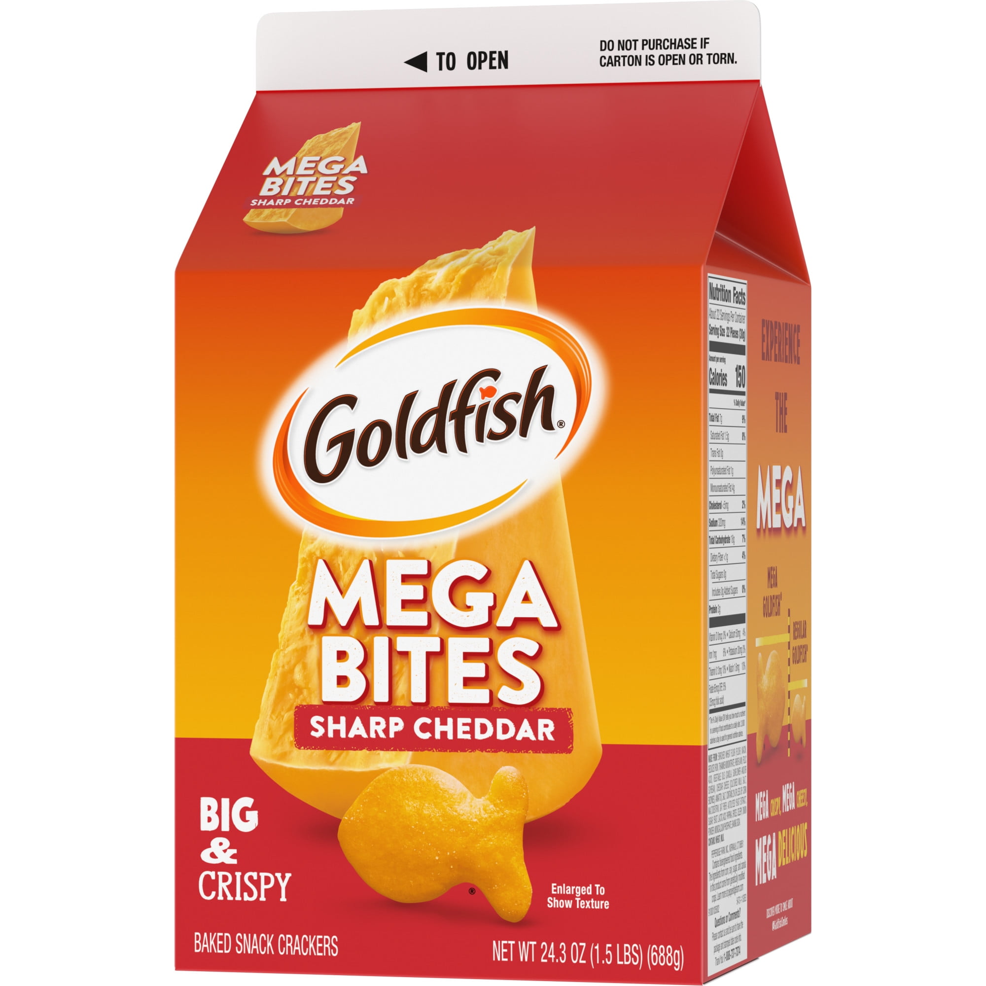 Goldfish Mega Bites Sharp Cheddar Crackers 24.3 oz Carton for Online Purchase