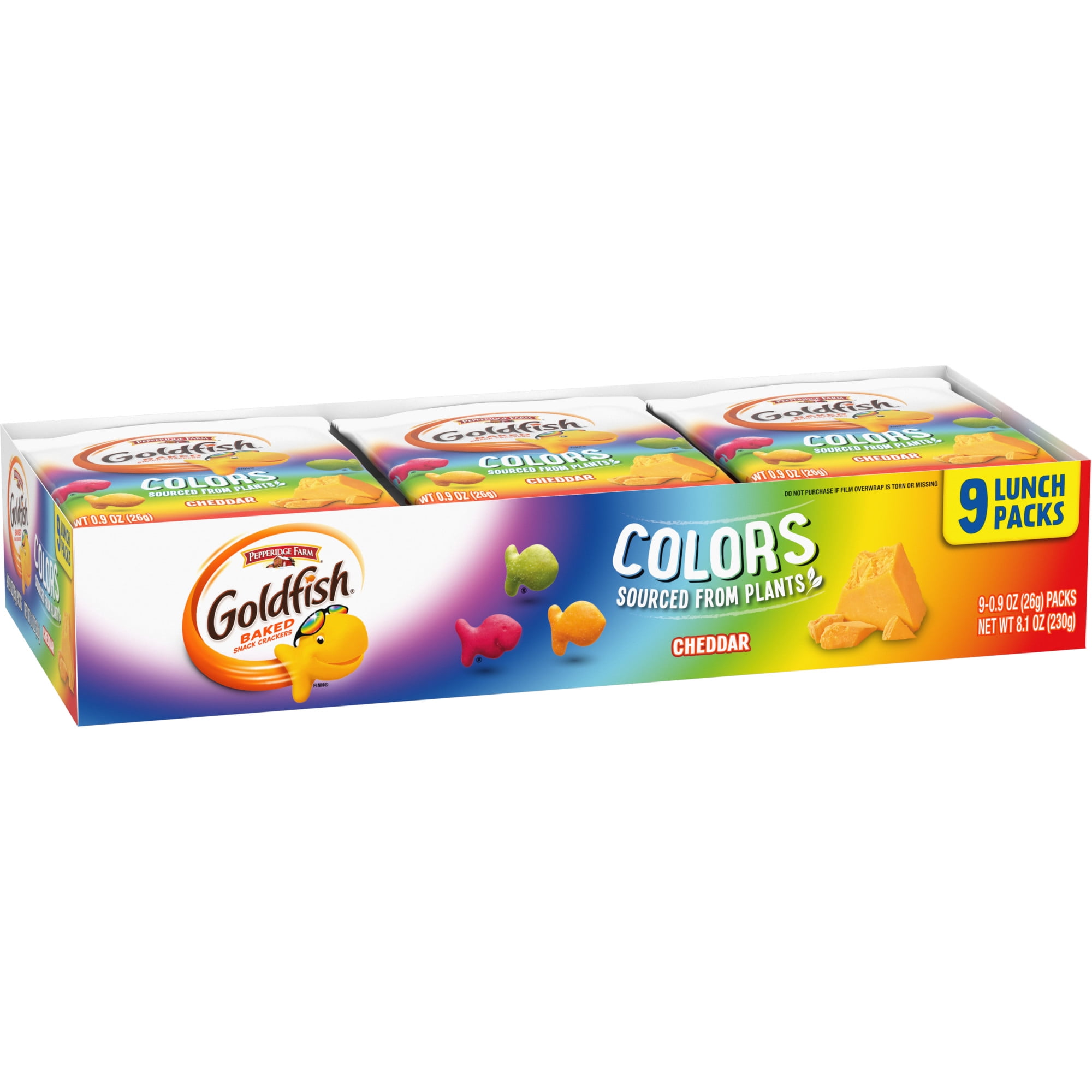 Goldfish Colors Crackers Snack Pack 0.9 oz 9 CT Multi Pack Tray