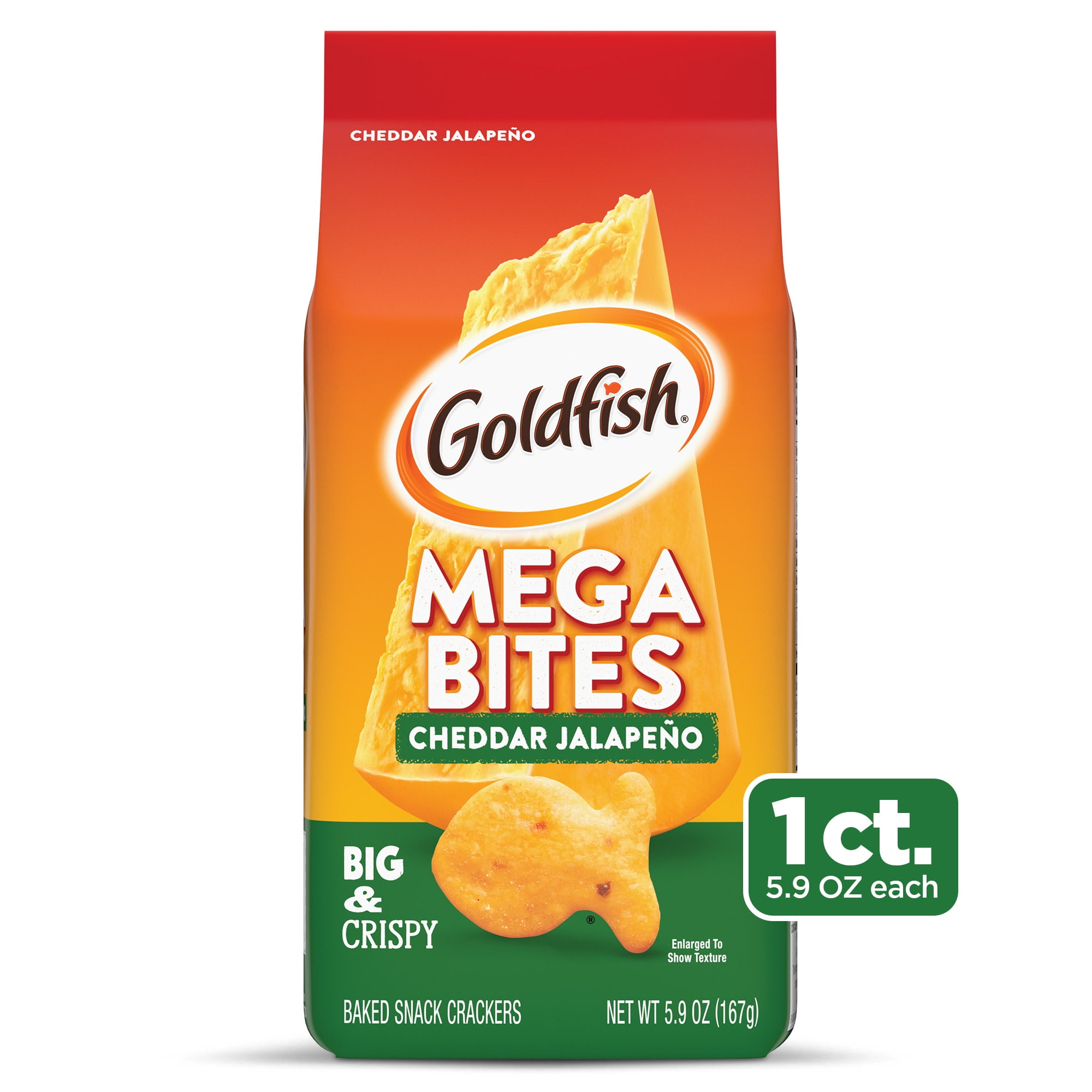 Goldfish Mega Bites Cheddar Jalapeno Crackers 5.9 oz Bag