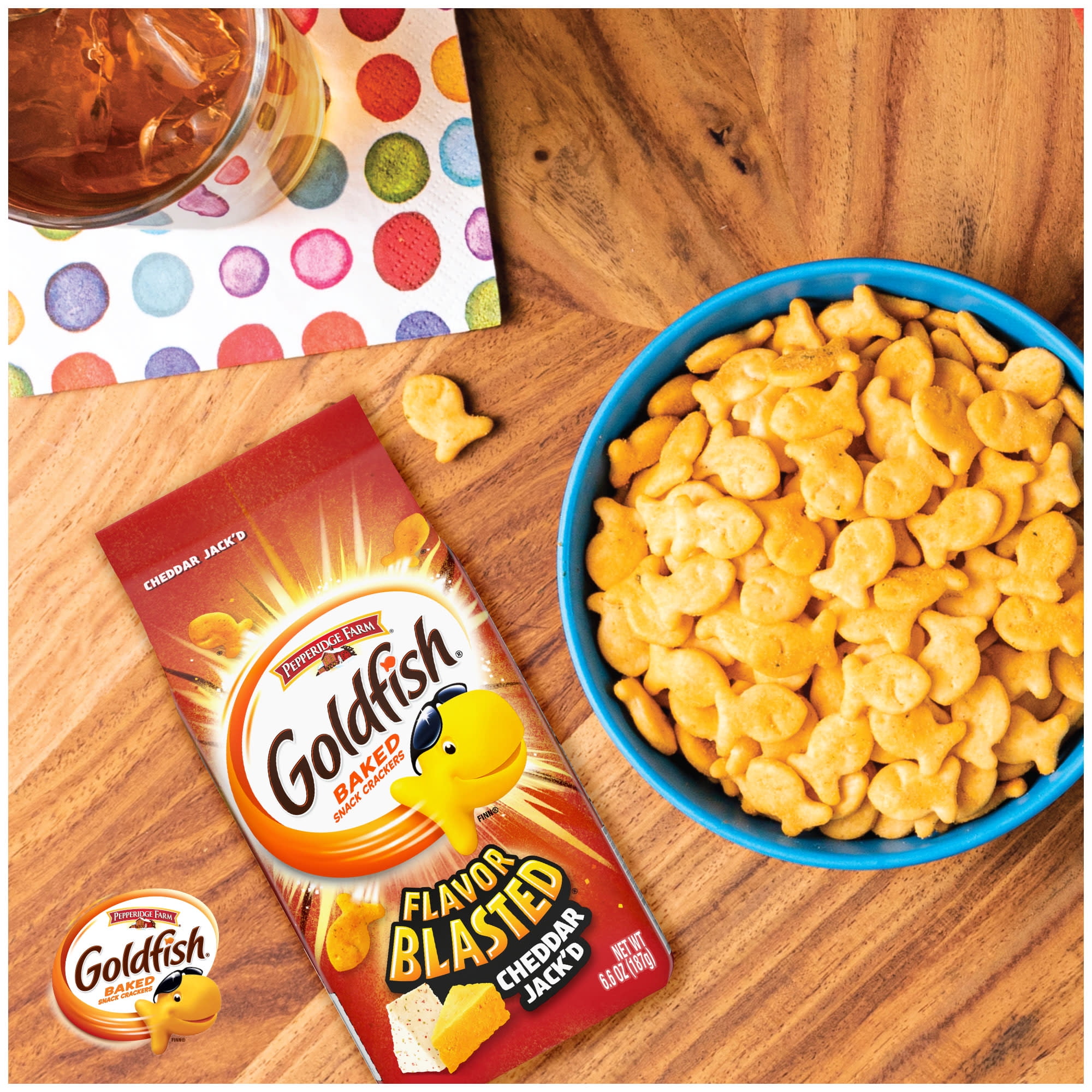 Goldfish Flavor Blasted Cheddar Jackd Crackers Snack 6.6 oz Bag