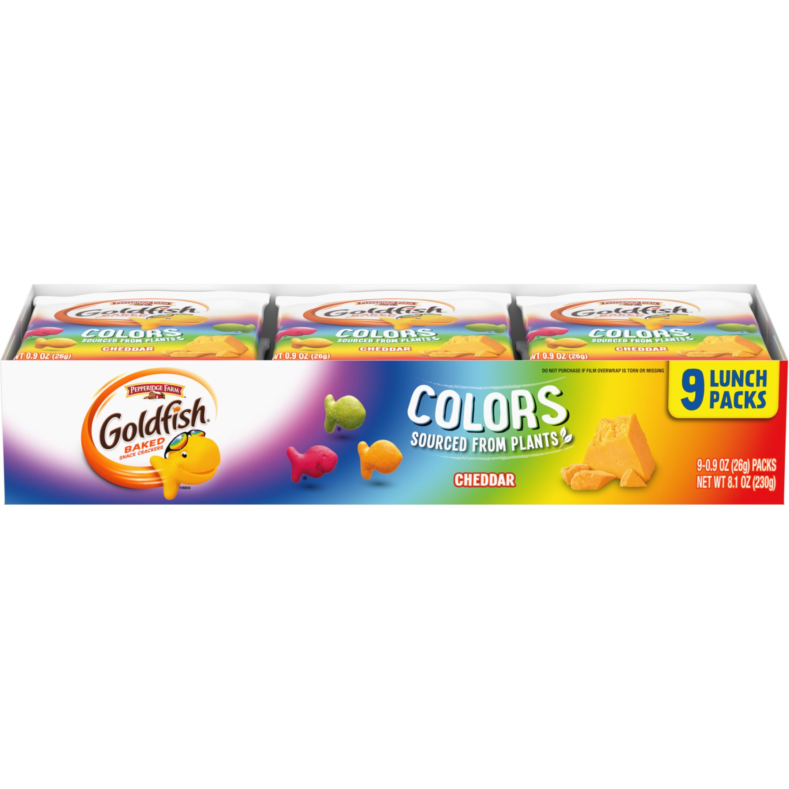 Goldfish Colors Cheddar Crackers STF9 Snack Pack 0.9 oz 9 CT Multi Pack Tray