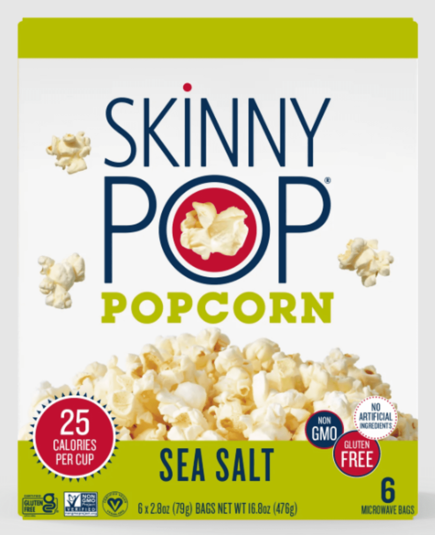 SkinnyPop Gluten Free Sea Salt Microwave Popcorn 2.8 oz 6 Count