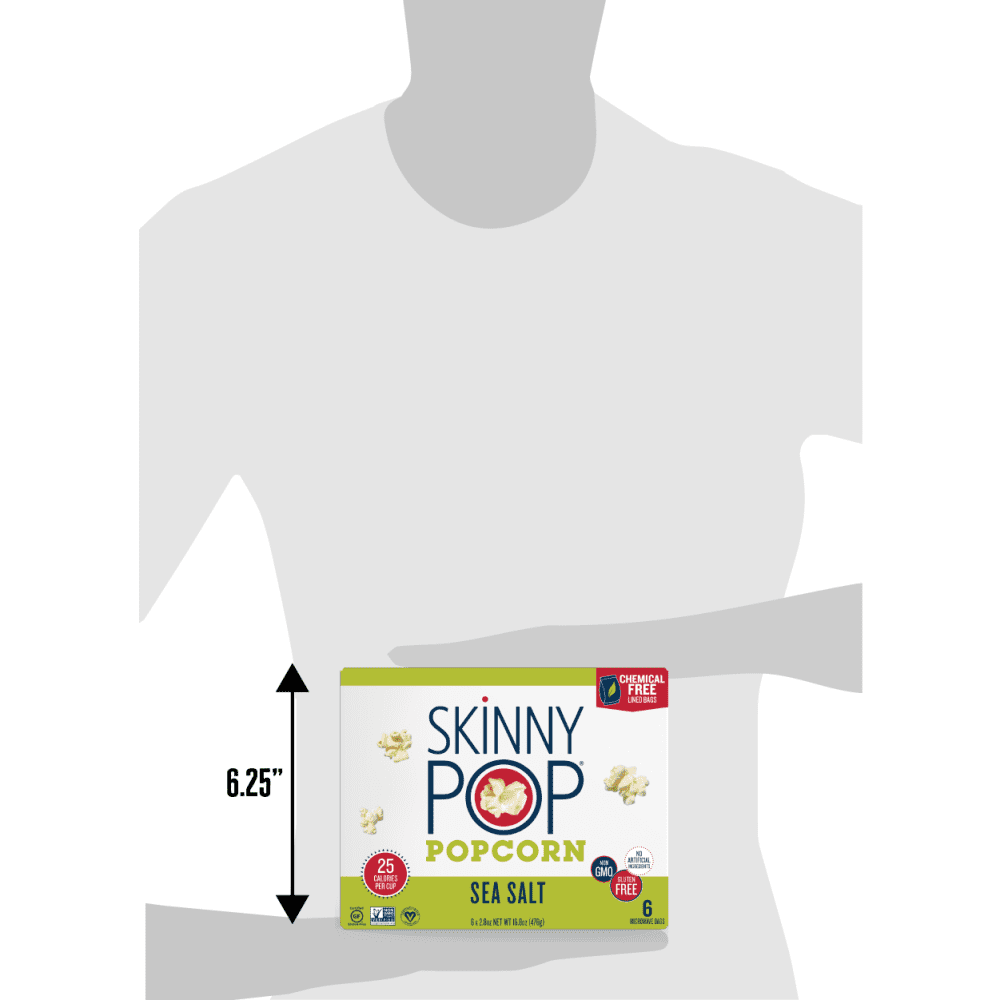 SkinnyPop Gluten Free Sea Salt Microwave Popcorn 2.8 oz 6 Count