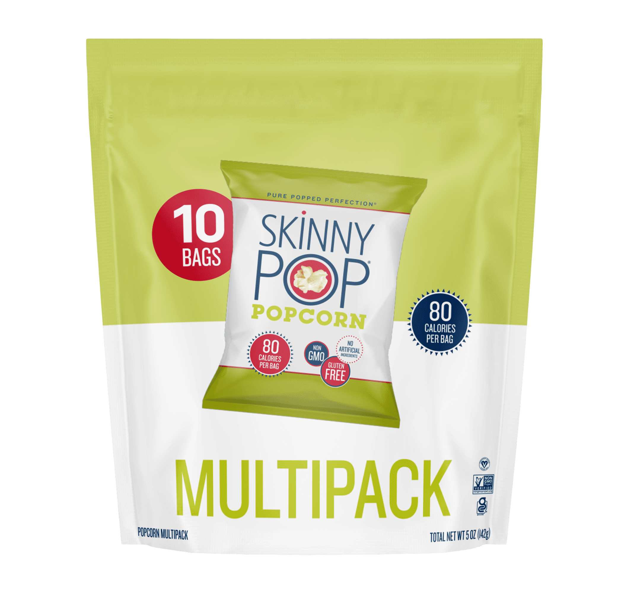 SkinnyPop Gluten Free Original Popcorn 0.5 oz Snack Size Bags 10 Count