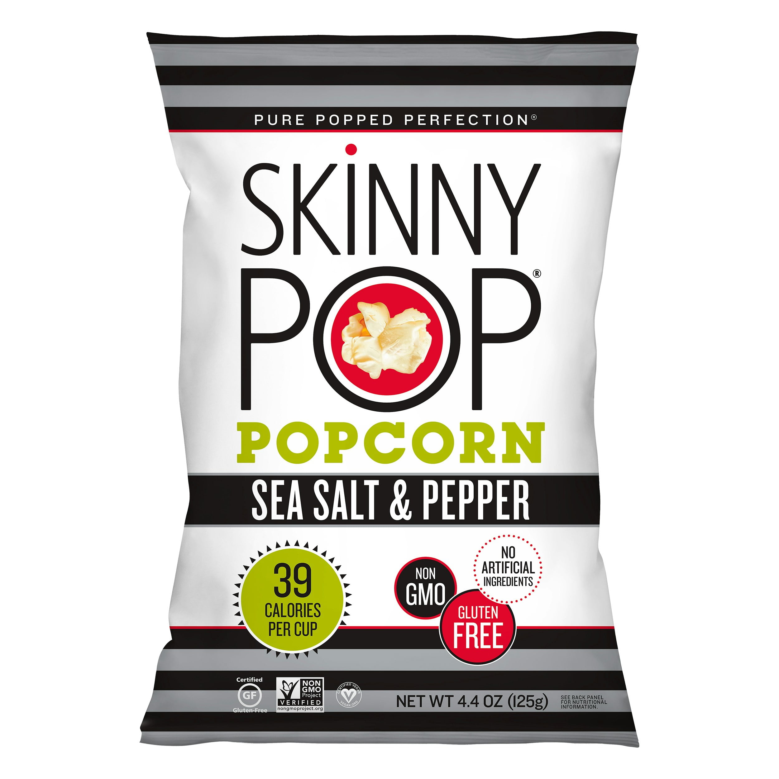 Skinny Pop Black Pepper Sea Salt Popcorn 4.4 oz Pack Of 12