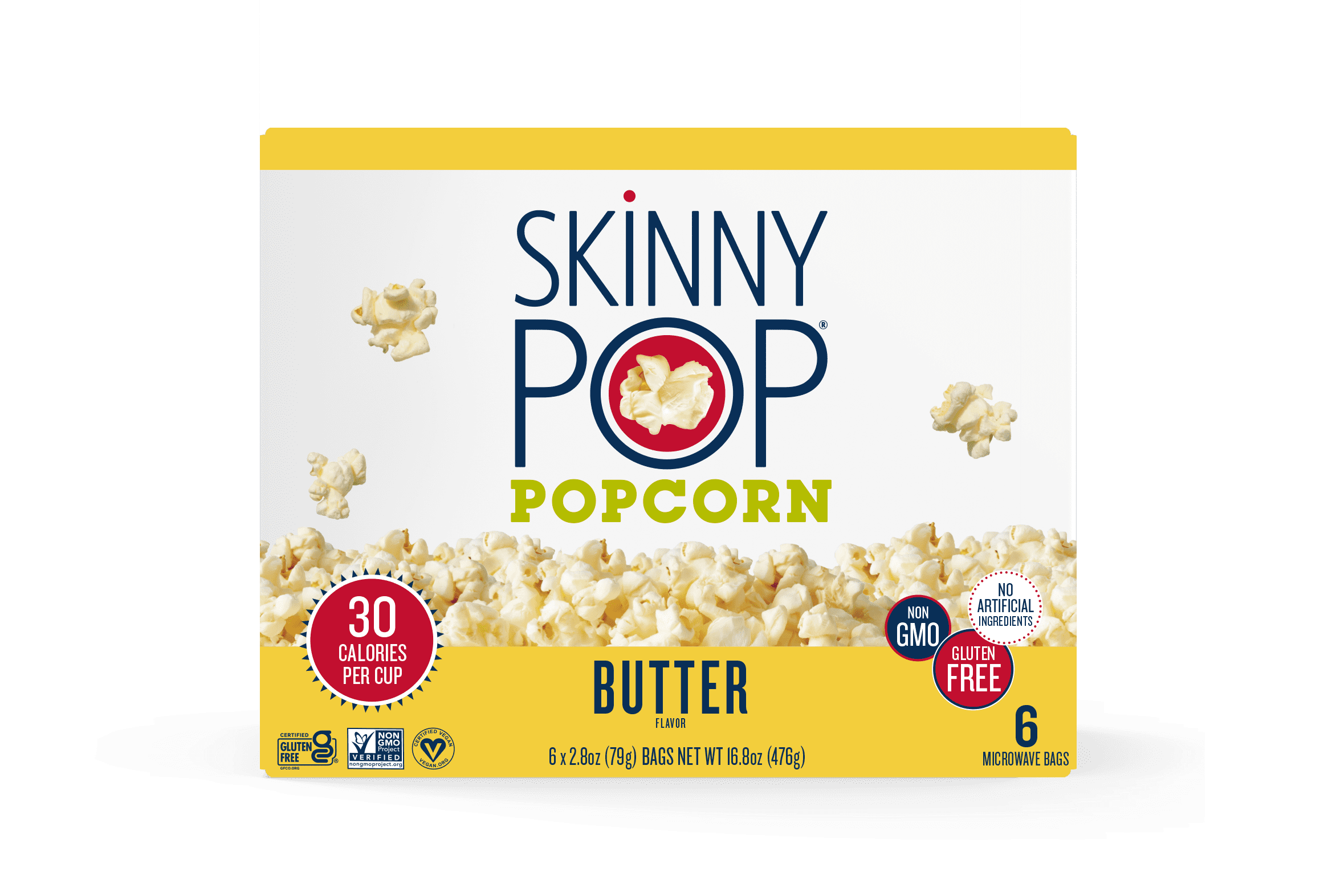 SkinnyPop Gluten Free Butter Microwave Popcorn 2.8 oz 6 Count