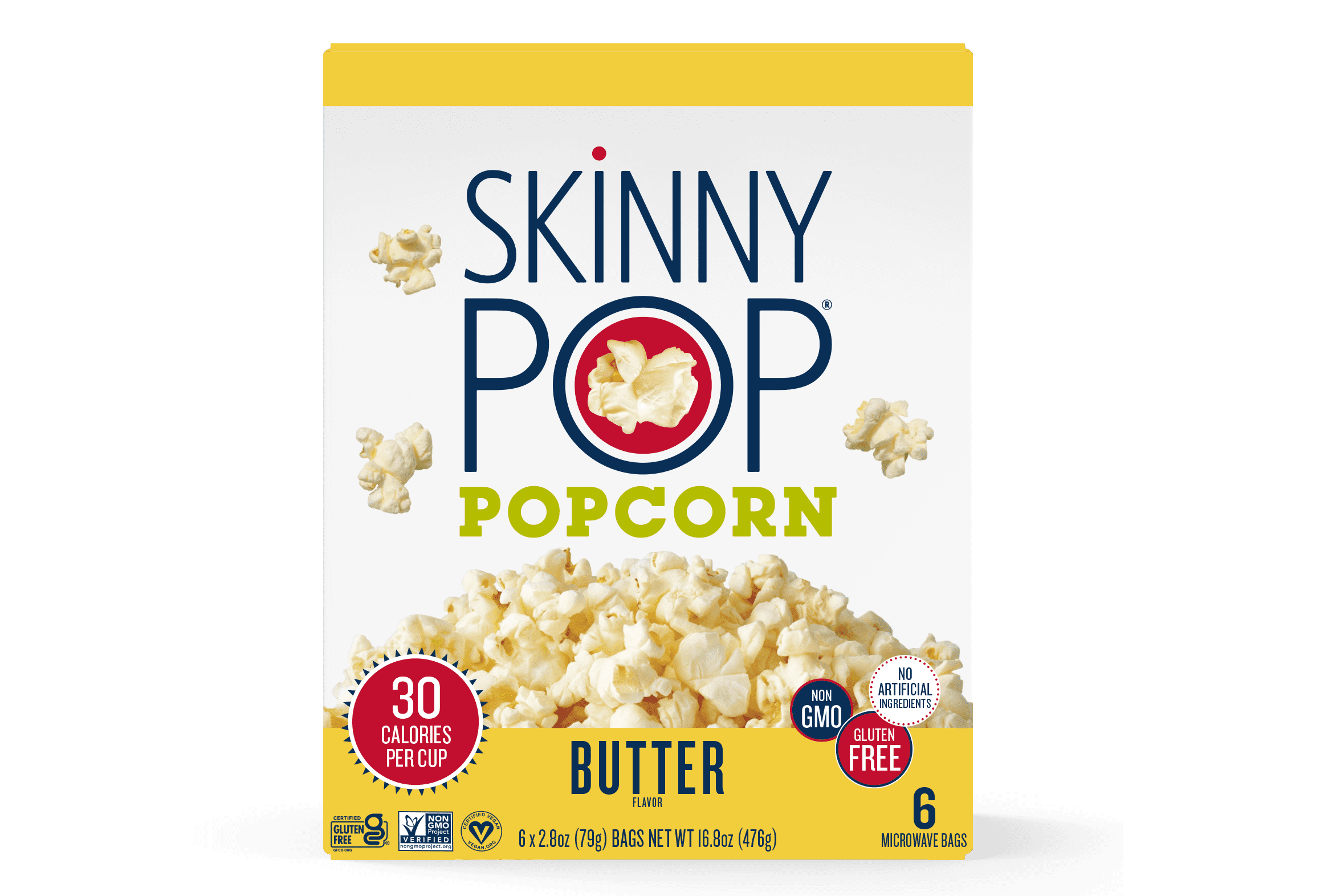 SkinnyPop Gluten Free Butter Microwave Popcorn 2.8 oz 6 Count