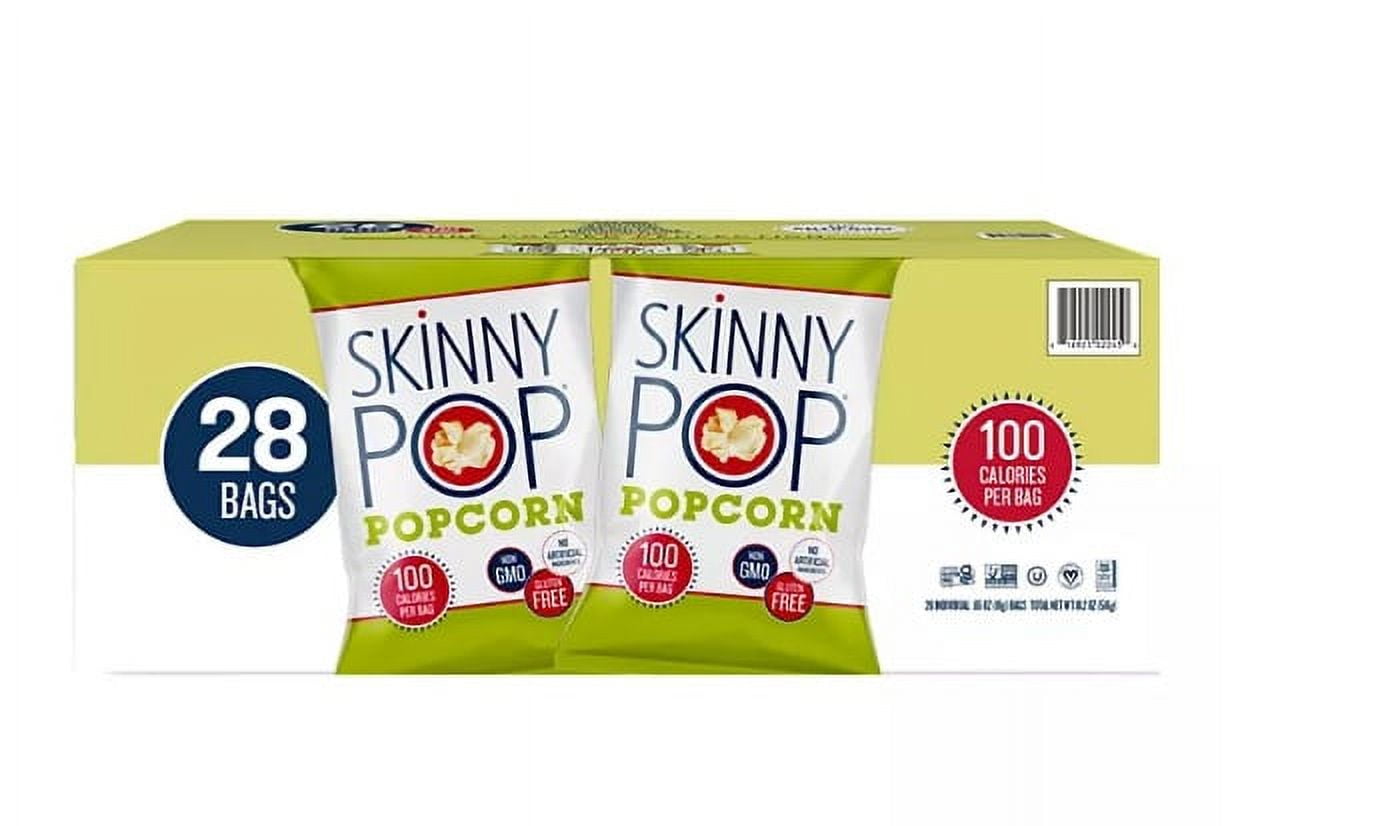 SkinnyPop Original Popcorn Snack Bags 0.65 oz 28 ct for Healthy Snacking