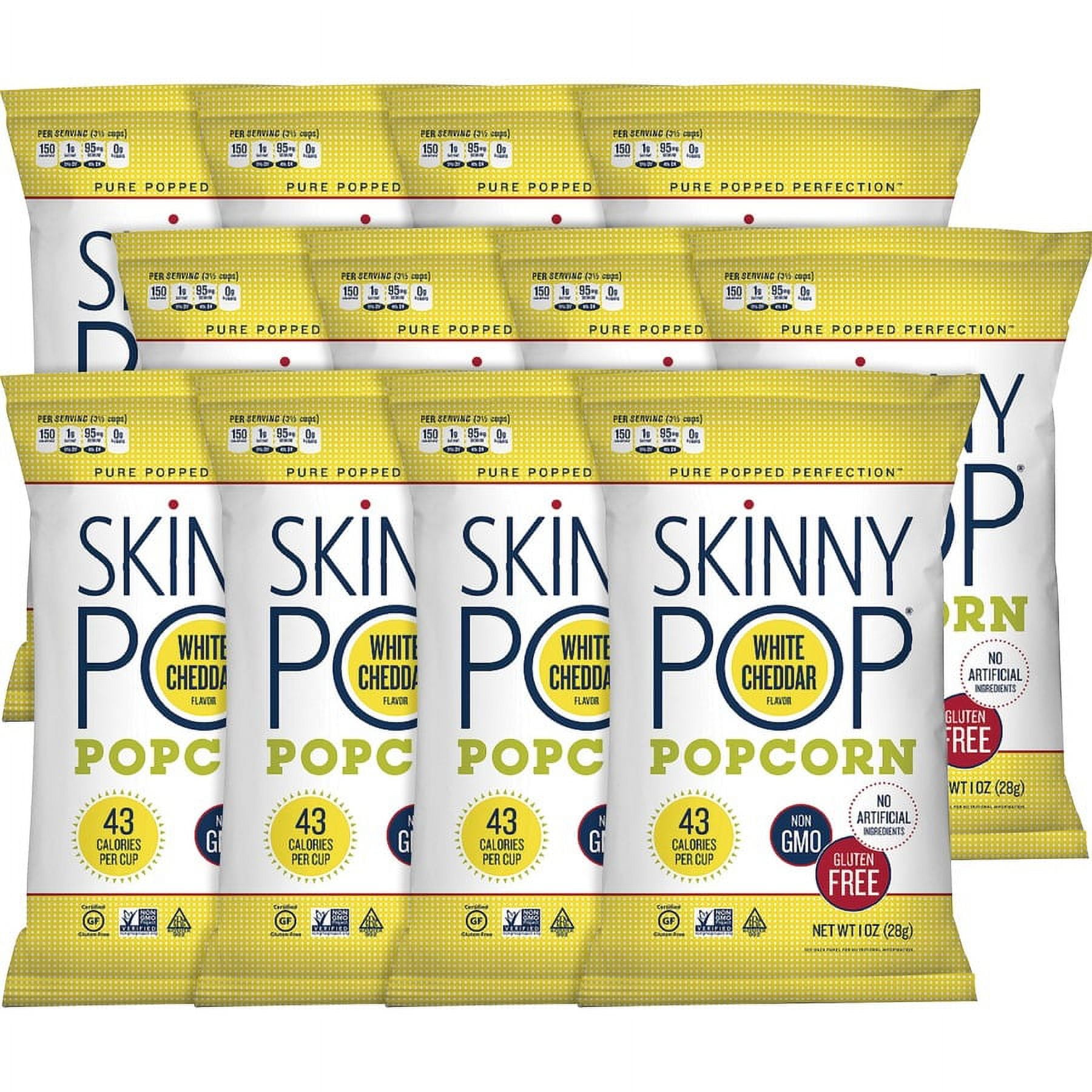 SkinnyPop White Cheddar Popcorn Preservative Free Dairy Free Gluten Free Trans Fat Free Tree Nut Free Peanut Free White Cheddar 1 oz 12 Carton