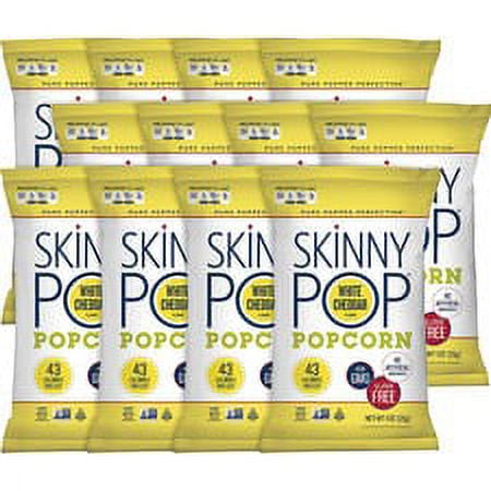 SkinnyPop White Cheddar Popcorn Preservative Free Dairy Free Gluten Free Trans Fat Free Tree Nut Free Peanut Free White Cheddar 1 oz 12 Carton