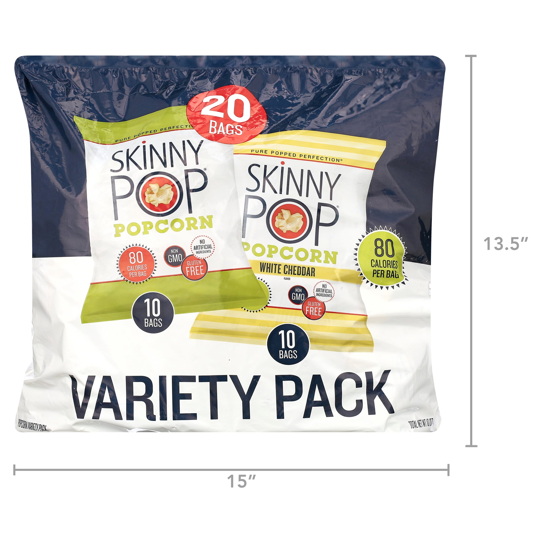 SkinnyPop Gluten Free Original White Cheddar Popcorn Variety Pack 20 Count