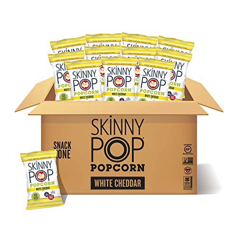 SkinnyPop Dairy Free White Cheddar Popcorn 1oz Snack Bags 12 Count