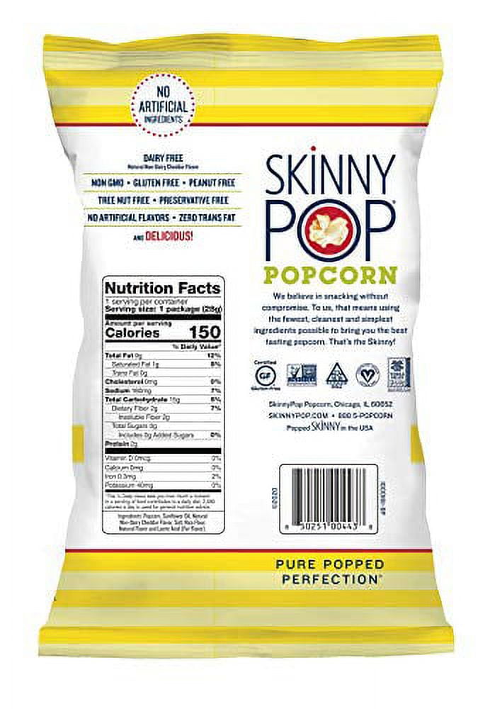 SkinnyPop Dairy Free White Cheddar Popcorn 1oz Snack Bags 12 Count