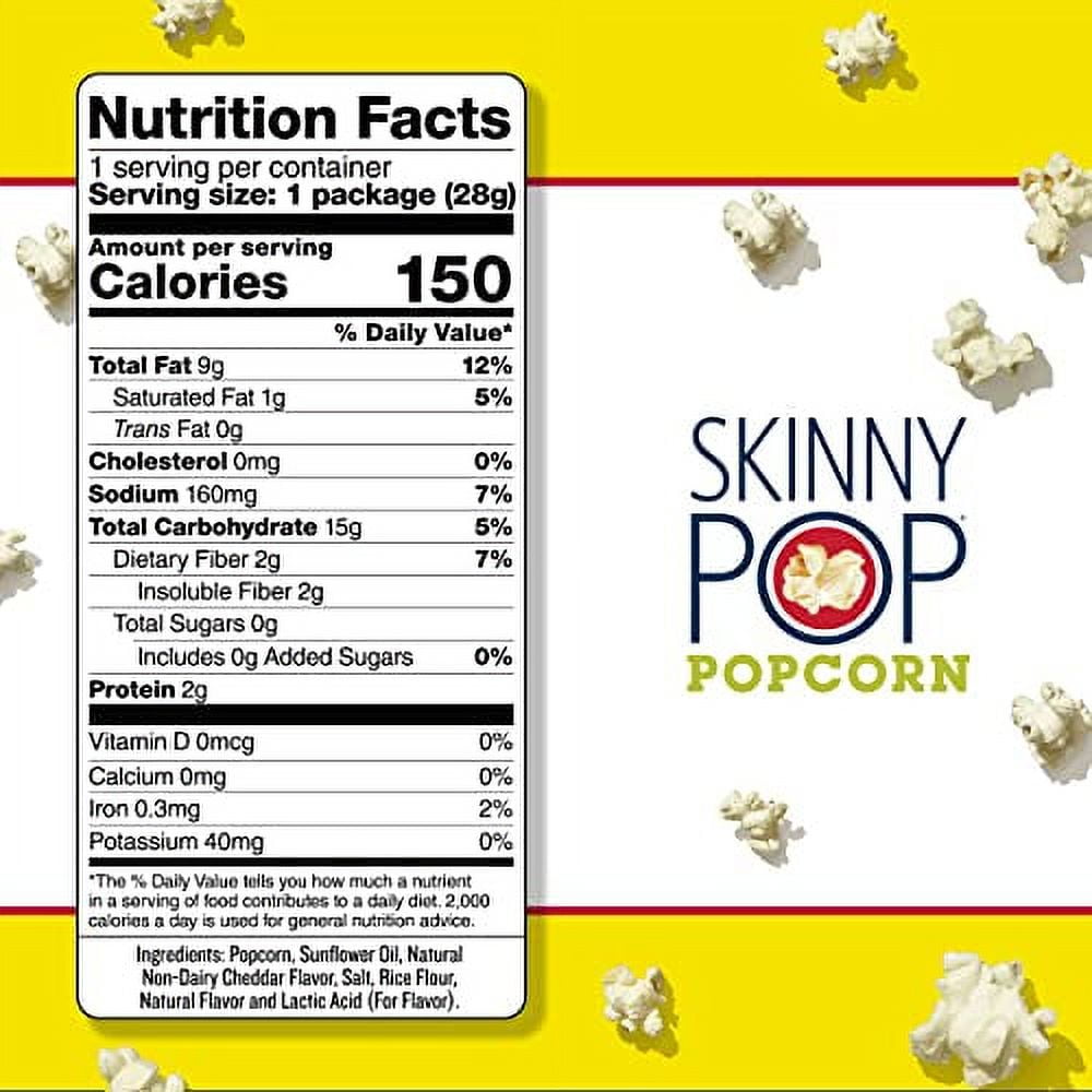 SkinnyPop Dairy Free White Cheddar Popcorn 1oz Snack Bags 12 Count