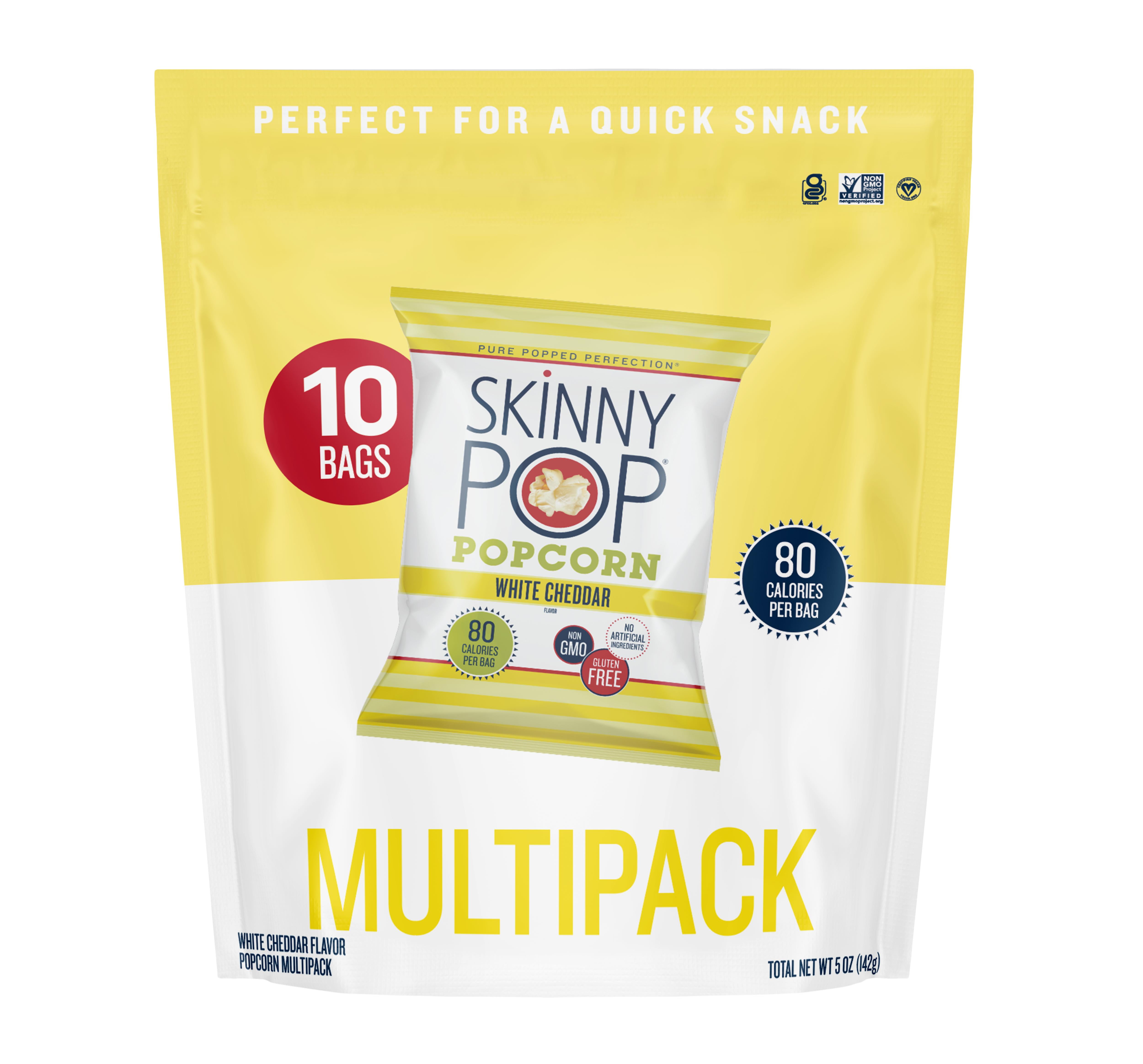 SkinnyPop Gluten Free White Cheddar Popcorn 0.5 oz Snack Size Bags 10 Count