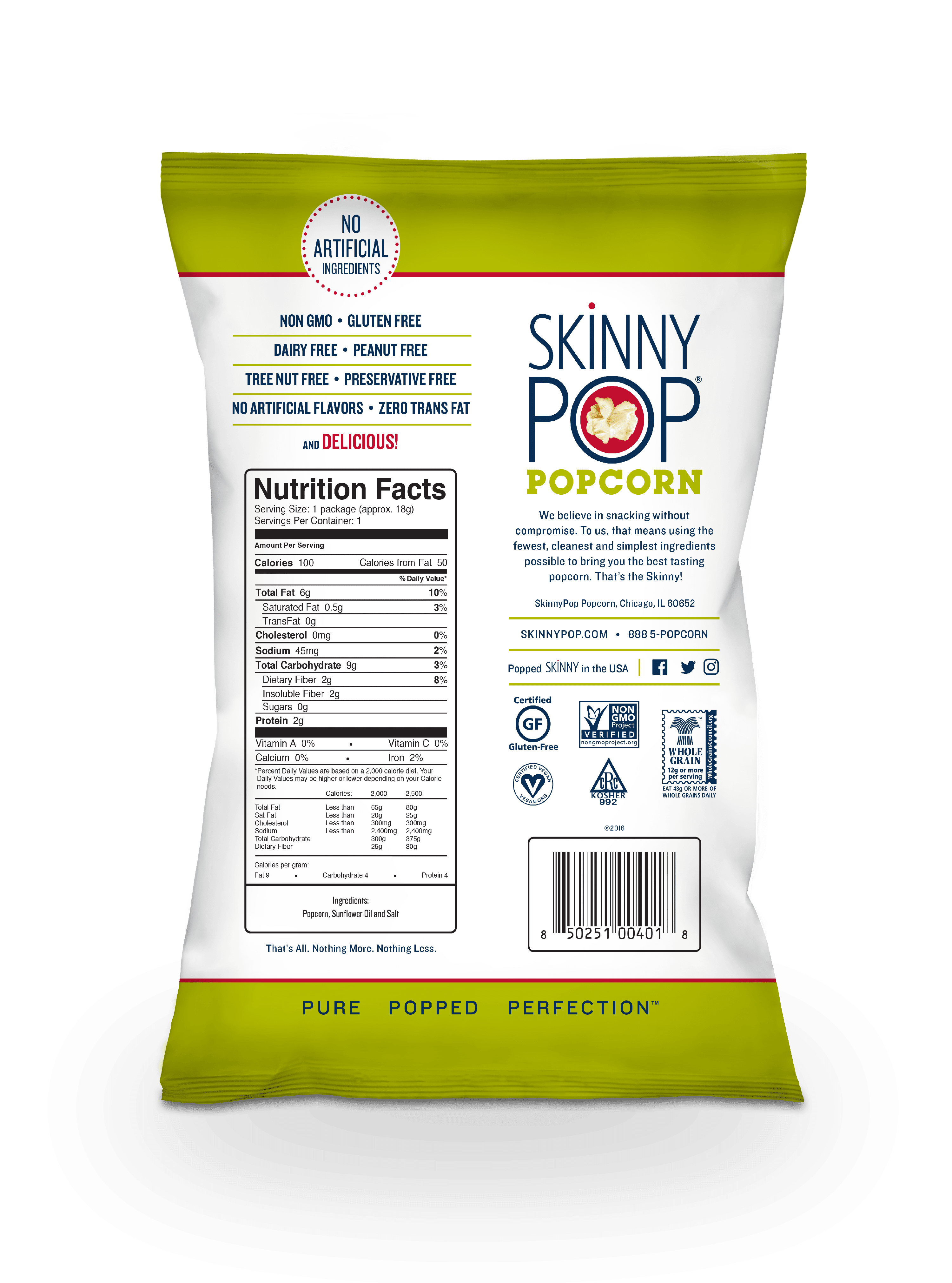 SkinnyPop 100 Calorie Original Skinny Pack 6 Ct 0.65 Oz Bags