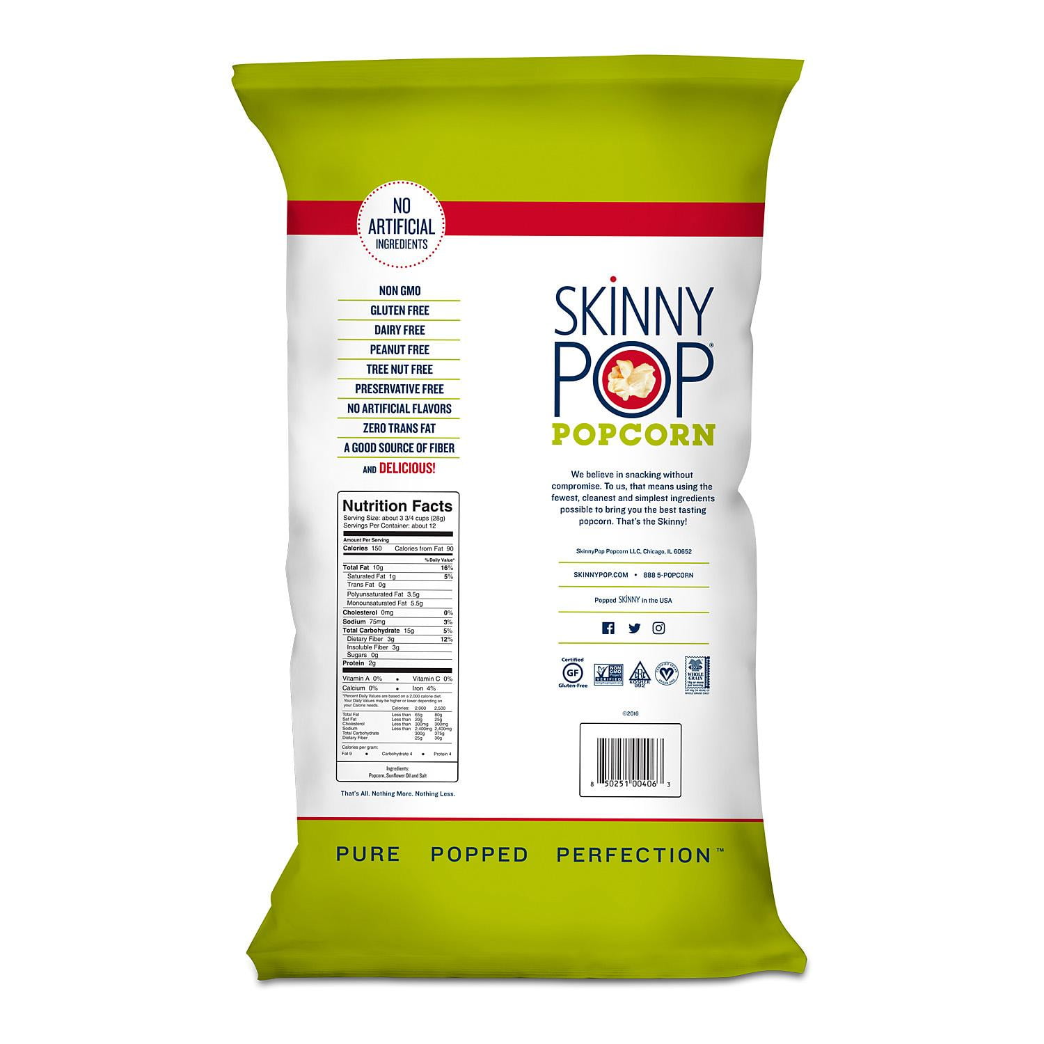 SkinnyPop Original Popcorn 14 oz Value Size Bag