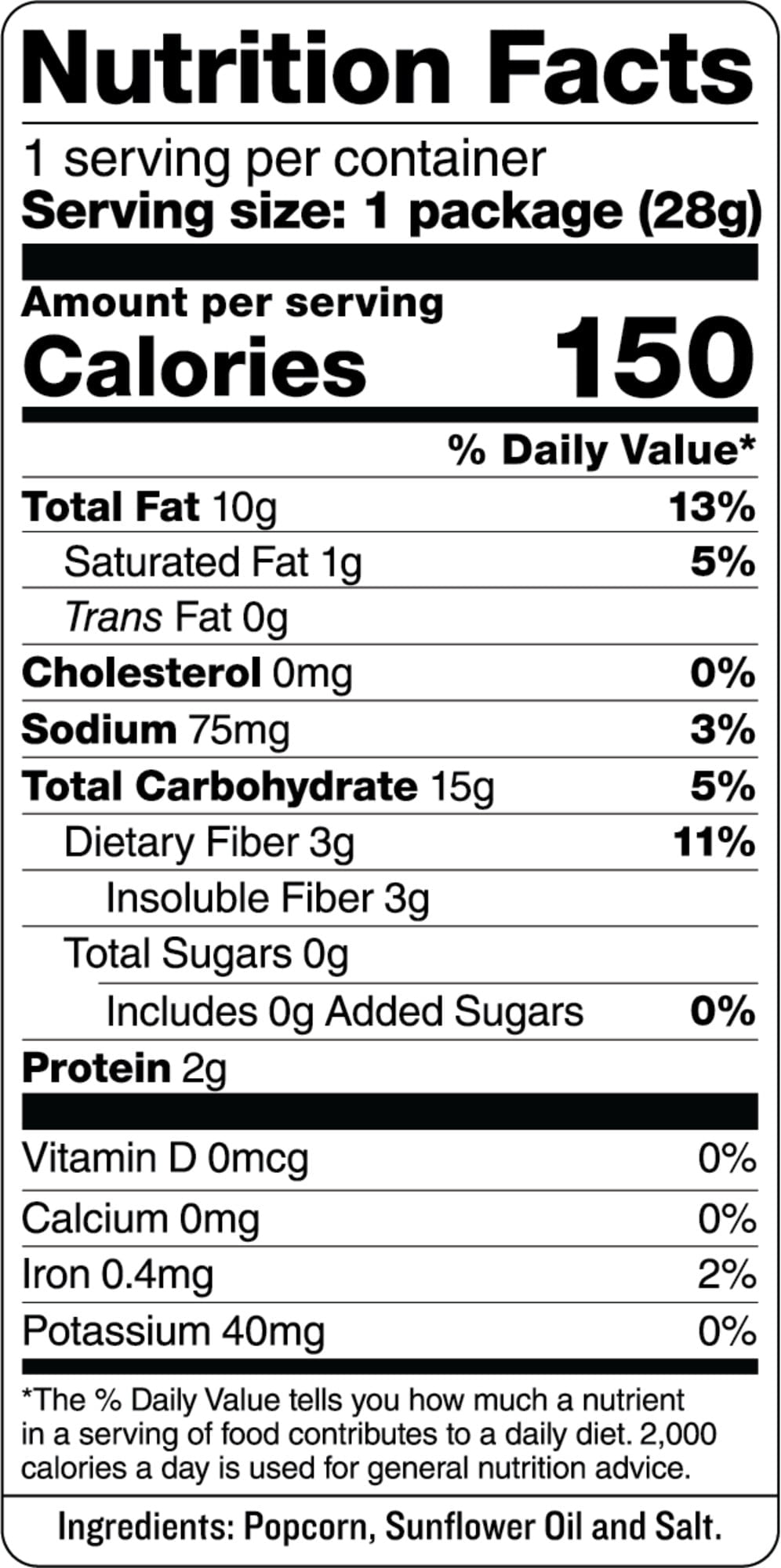 SkinnyPop Original Popcorn Gluten Free Non-GMO 1 Oz