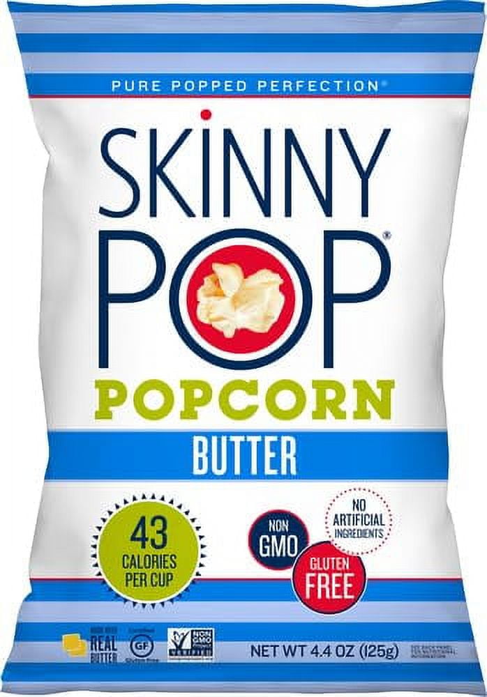 SkinnyPop Butter Popcorn Gluten Free Non-GMO Healthy Snacks 4.4oz Bag