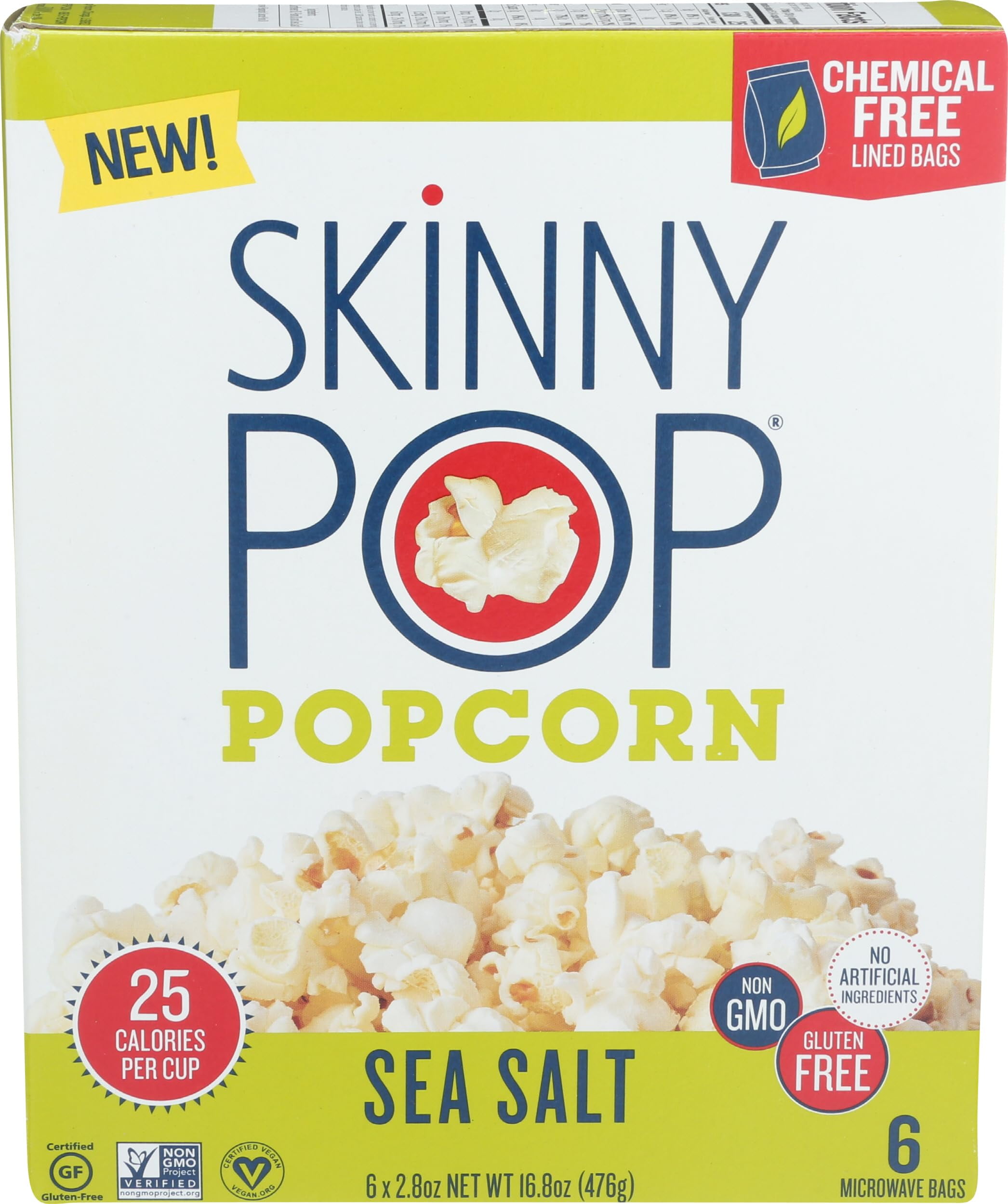 Skinny Pop Sea Salt ZS23 Microwave Popcorn 16.8 OZ