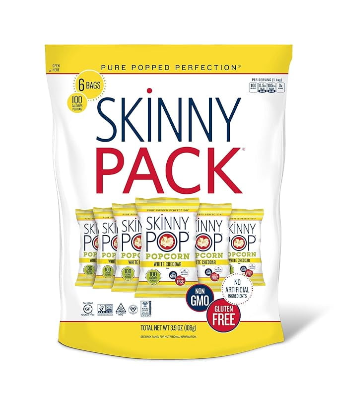 SkinnyPop Gluten Free Dairy Free White Cheddar Popcorn Snack Packs 6 Count