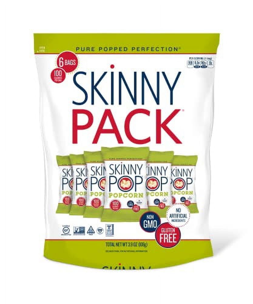 SkinnyPop Popcorn Gluten Free Dairy Free Non-GMO Healthy Snacks 6 Skinny Pop Original Popcorn Snack Packs 0.65oz