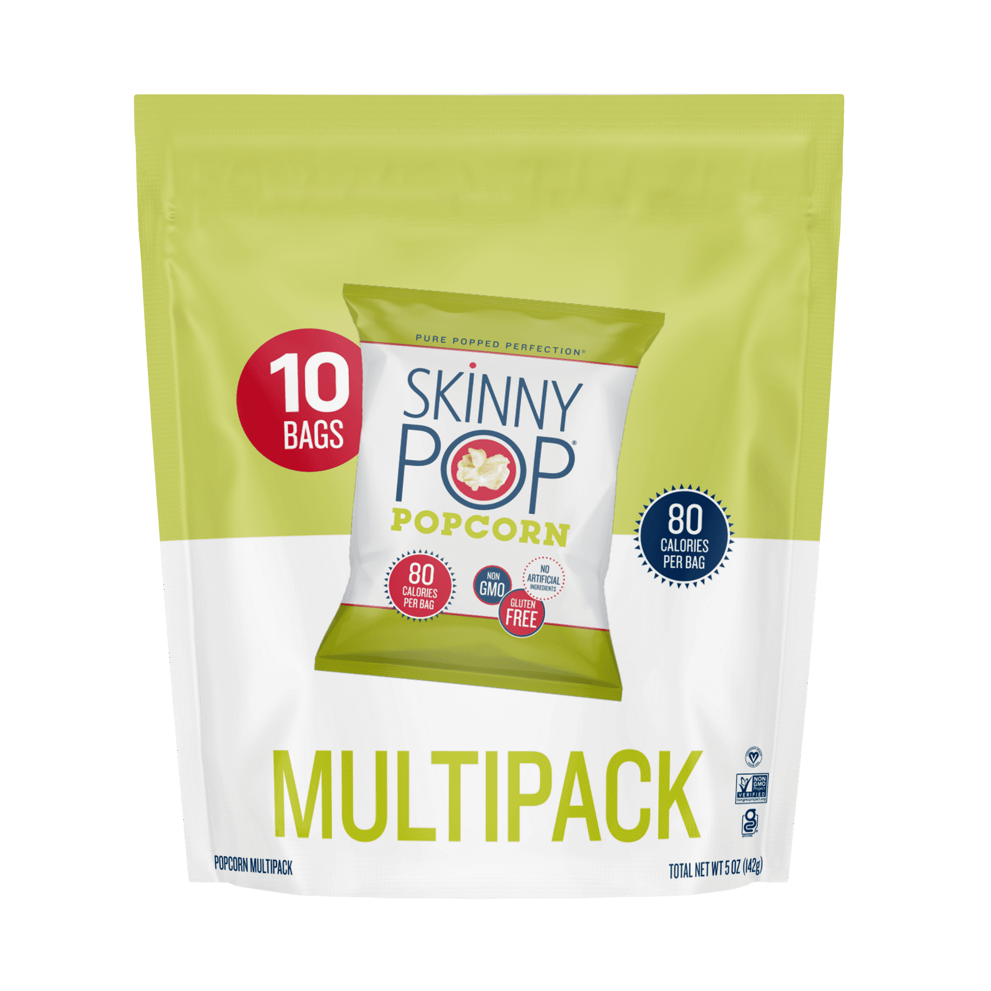 SkinnyPop Original Popcorn Gluten-Free Snack-Size Bags 0.5 oz 10 Count