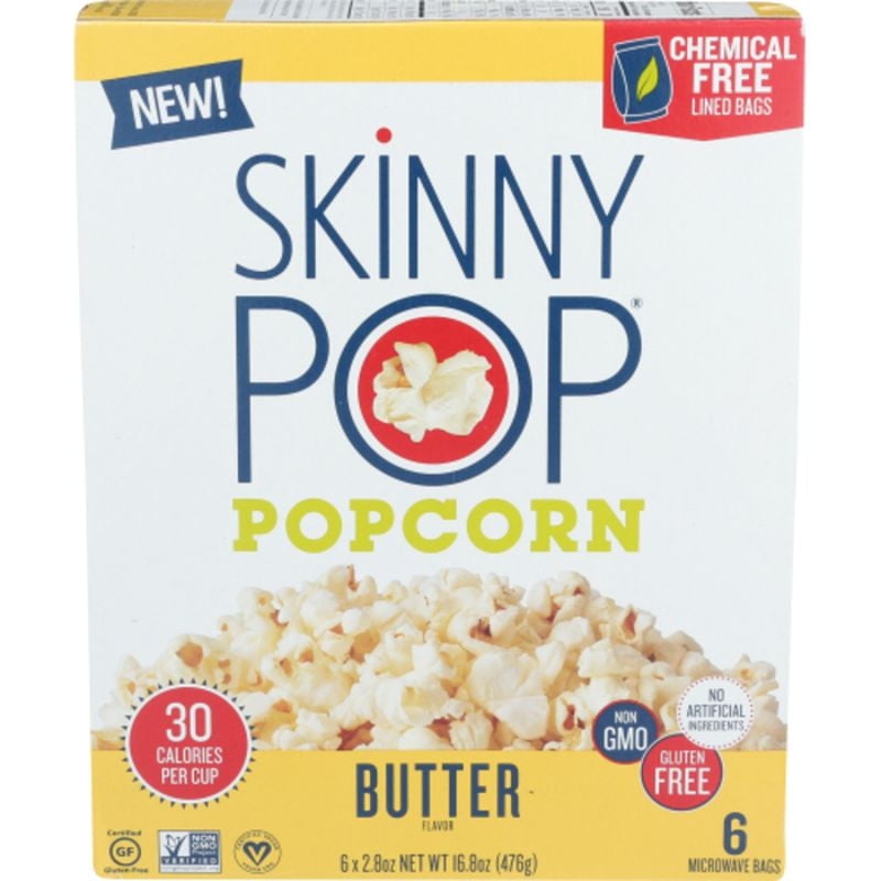 Skinny Pop Butter Microwave Popcorn 6 Pack for Quick Snacking