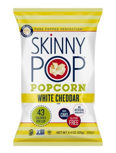 SkinnyPop White Cheddar Popcorn 4.4oz Bag Healthy Snacks Gluten free