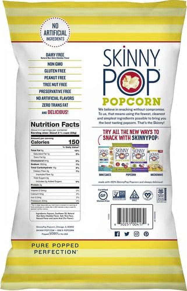 SkinnyPop White Cheddar Popcorn 4.4oz Bag Healthy Snacks Gluten free