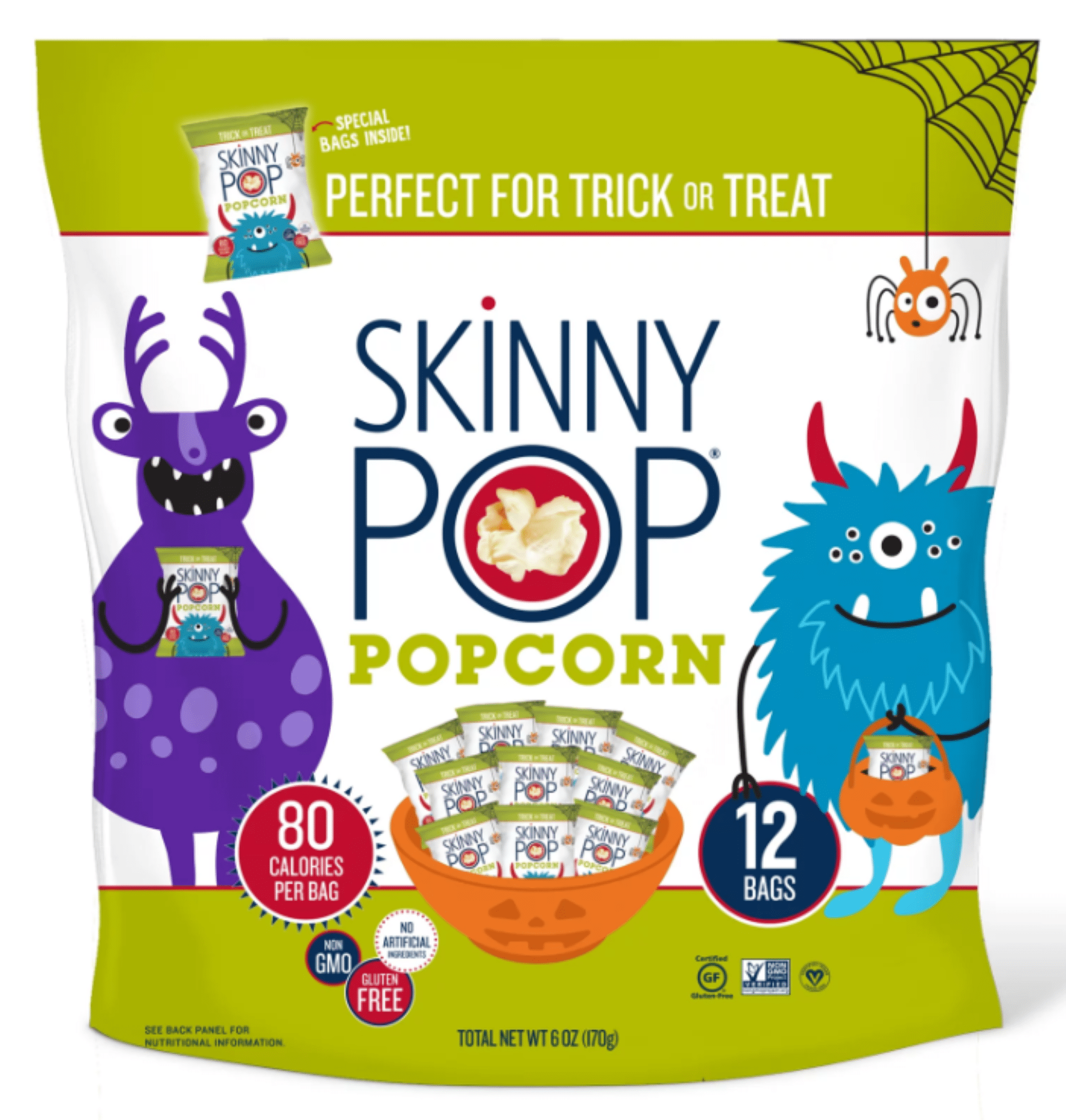 SkinnyPop Original Halloween Snack Pack Gluten-Free 12 Count 0.5 oz