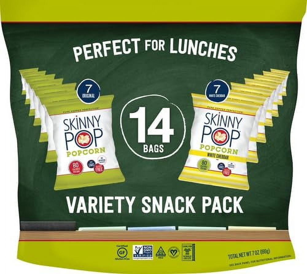 SkinnyPop Variety Pack 0.5 Oz 14 Count for Snacking