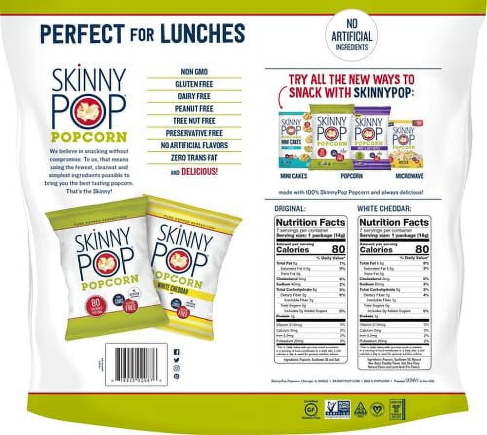 SkinnyPop Variety Pack 0.5 Oz 14 Count for Snacking