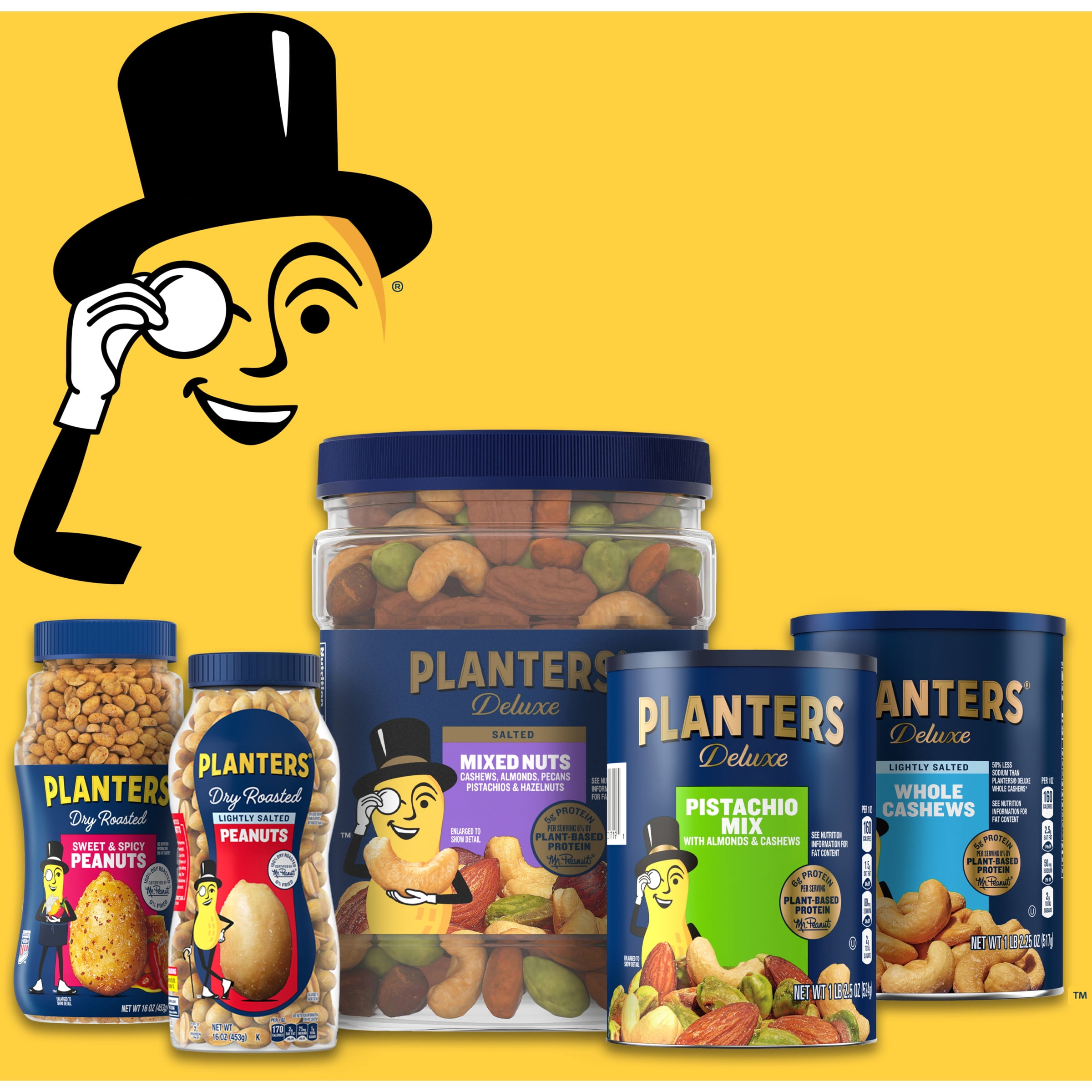 PLANTERS HONEY ROASTED WHOLE CASHEWS SWEET SALTY 8.25OZ CANISTER