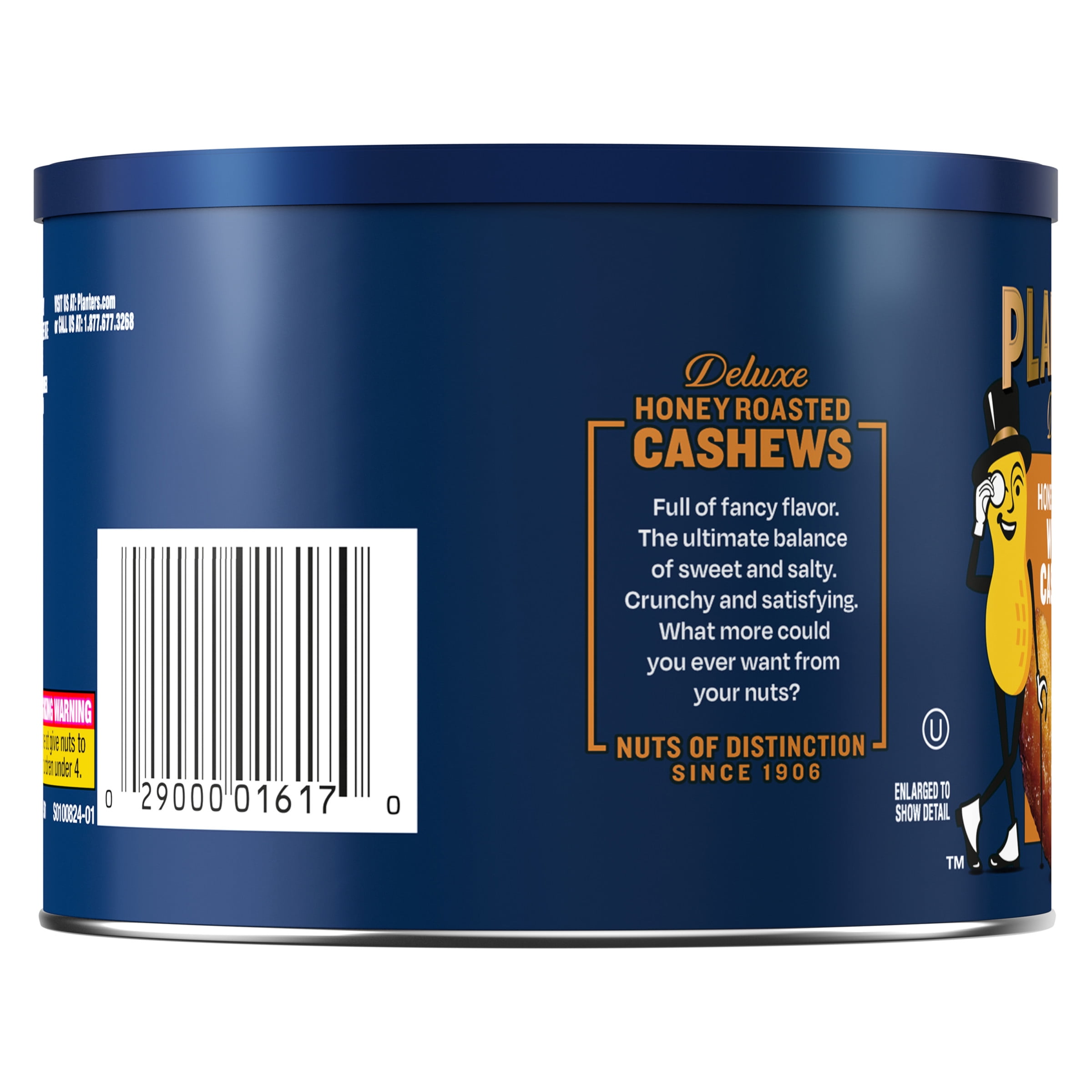 PLANTERS HONEY ROASTED WHOLE CASHEWS SWEET SALTY 8.25OZ CANISTER