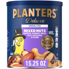 UNSALTED DELUXE MIXED NUTS - PLANTERS SNACK NUTS