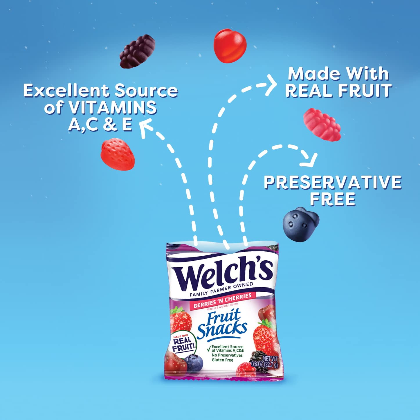 Welchs Berries N Cherries Fruit Snacks 32oz 40ct Pack of 24