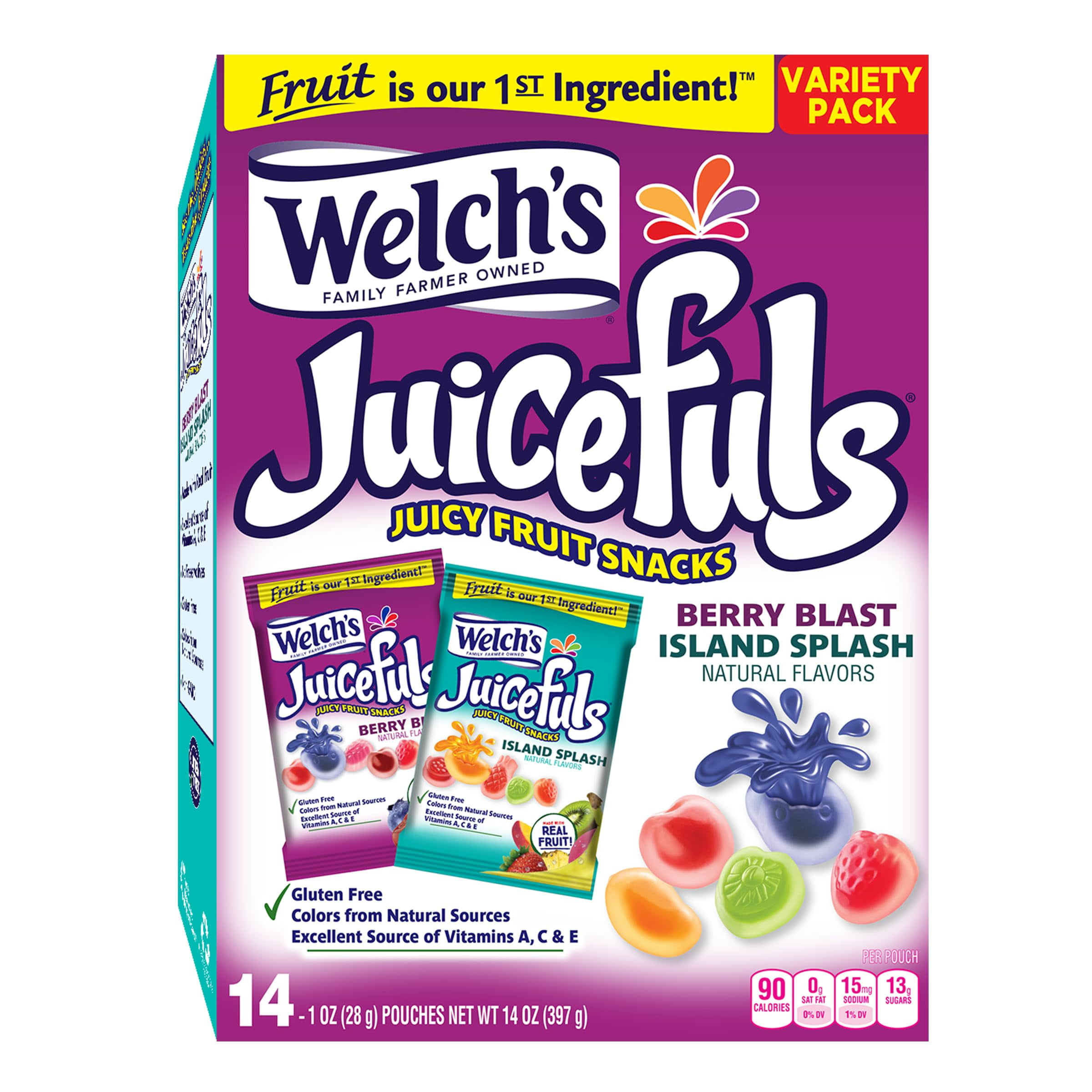 Welch's Juicefuls Island Splash Berry Blast Fruit Gushers Bulk Pack 14-Pack