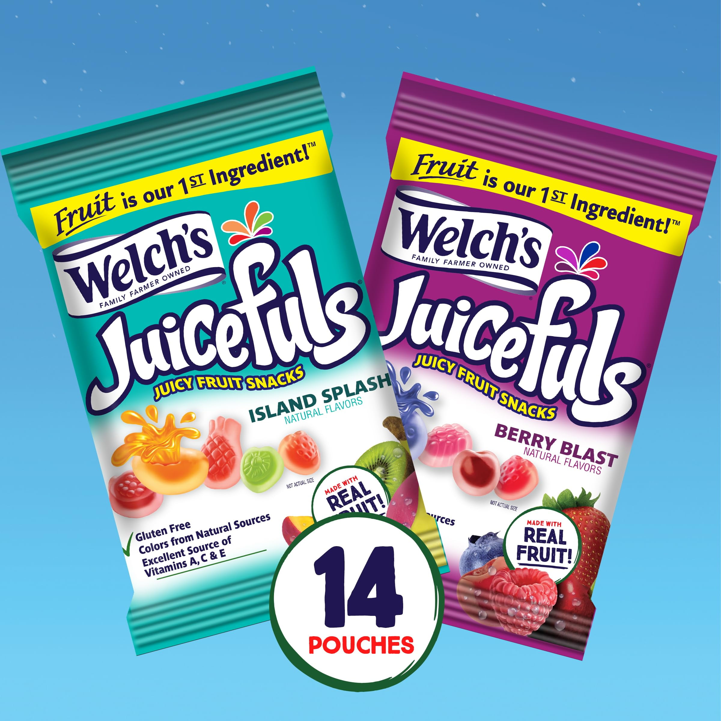 Welch's Juicefuls Island Splash Berry Blast Fruit Gushers Bulk Pack 14-Pack