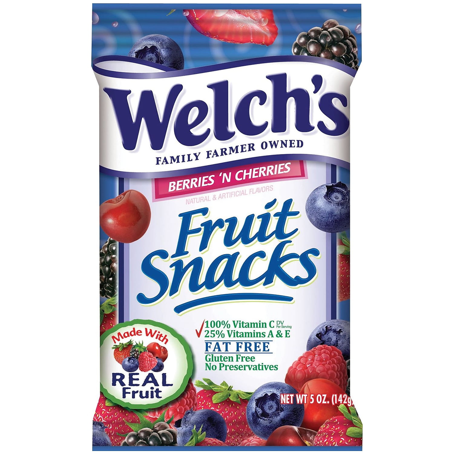 Welch's Gluten Free Berries N Cherries Fruit Snacks 5 oz 12 Packs Box PIM05092