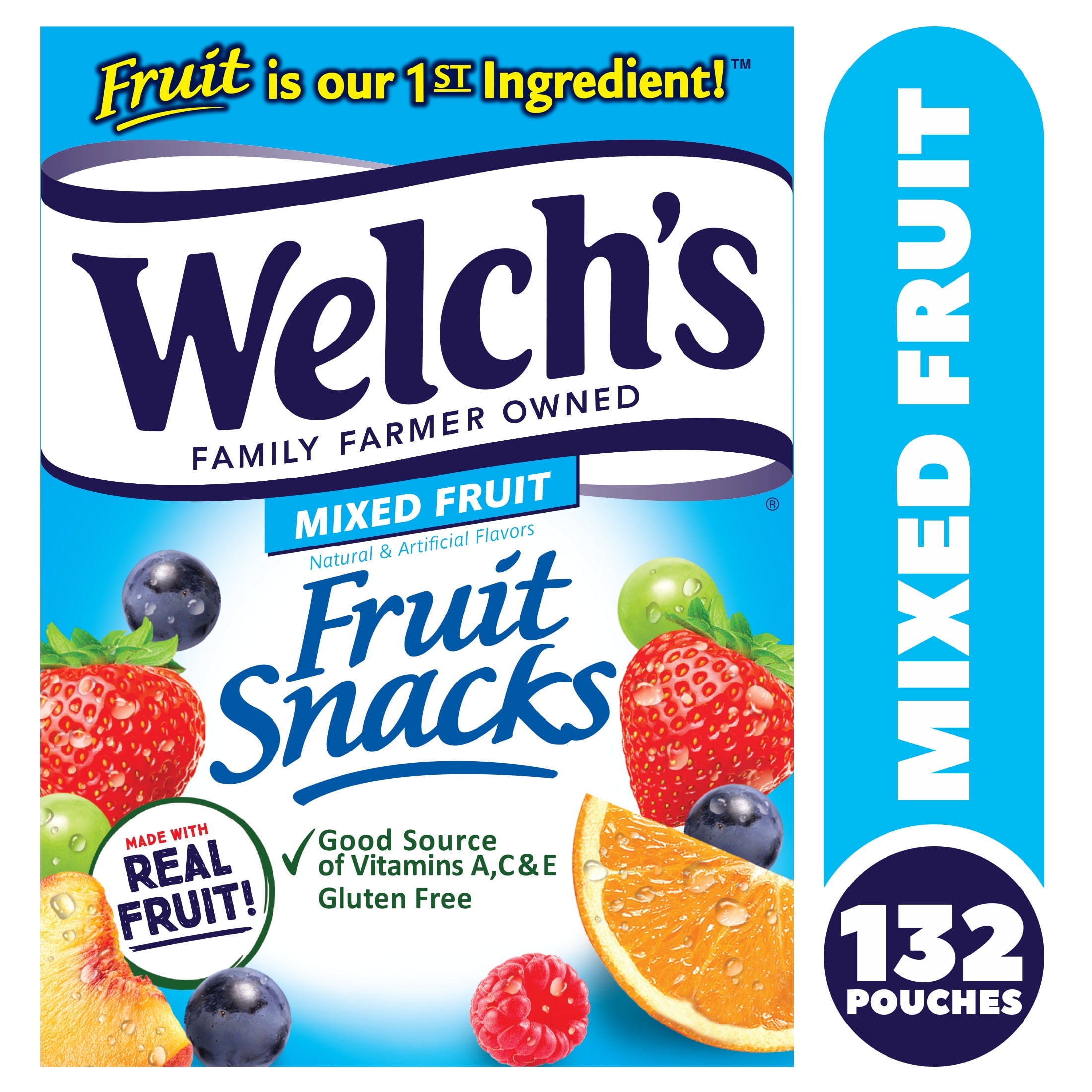 Welch's Mixed Fruit Bulk Fruit Snacks 0.8oz Pouches 132 Count Case